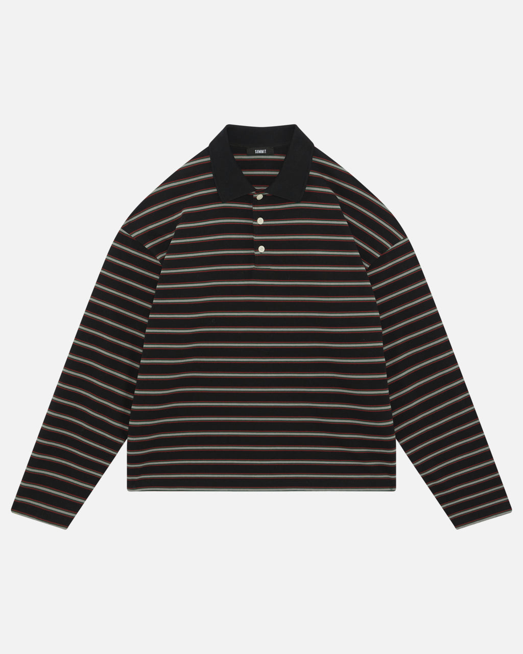 HEAVYWEIGHT LONG SLEEVE POLO - BLACK STRIPE – Summit