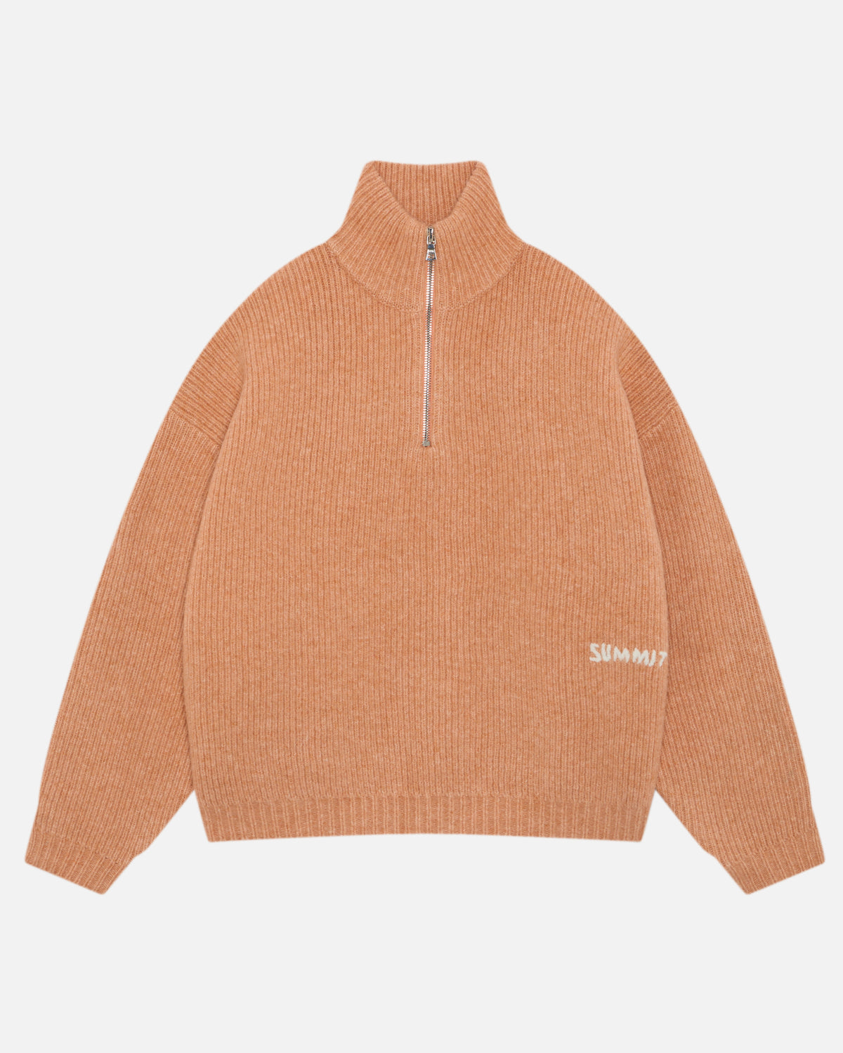 CHUNKY KNIT QUARTER ZIP - ORANGE