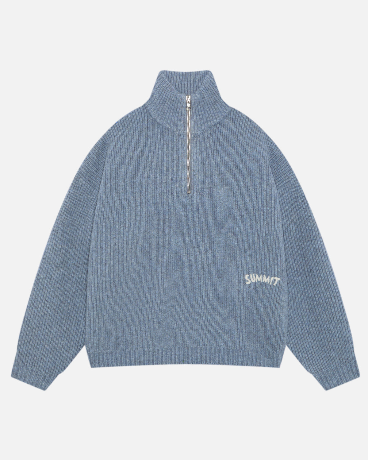 CHUNKY KNIT QUARTER ZIP - BLUE