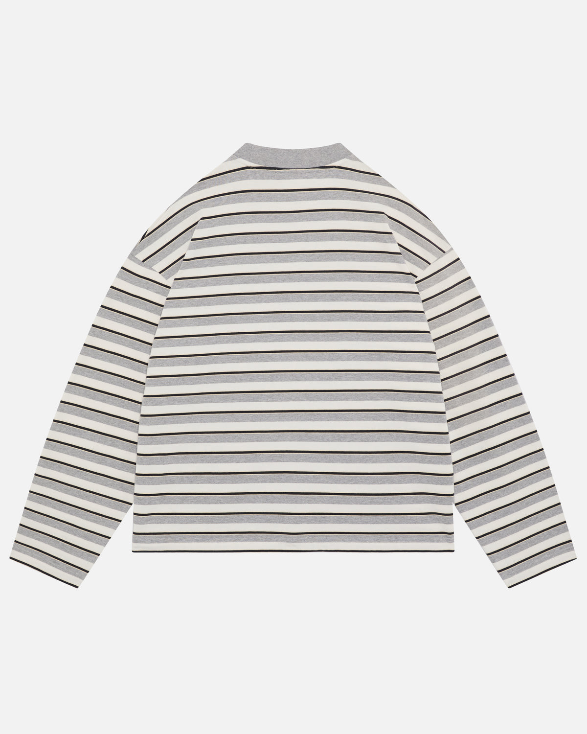 Heavyweight Long Sleeve T-Shirt in Grey/White Stripe, view 7