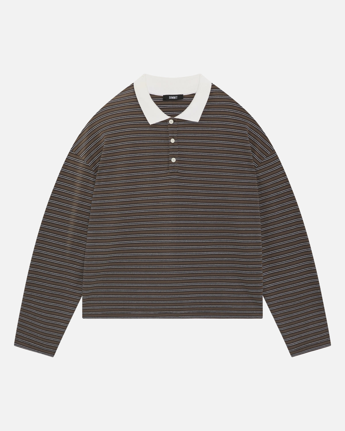 Pique Polo in Brown Stripe, view 6