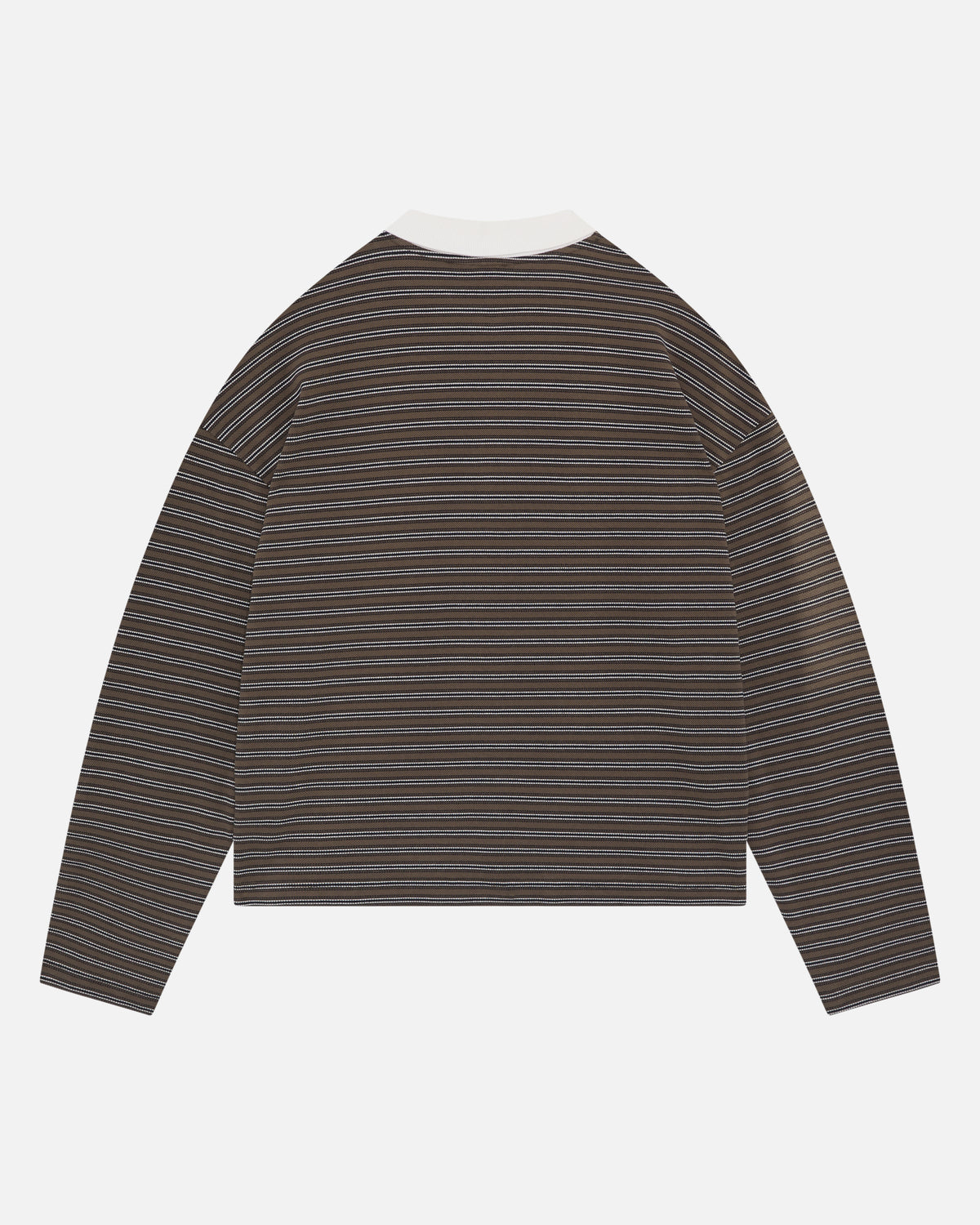 Pique Polo in Brown Stripe, view 7