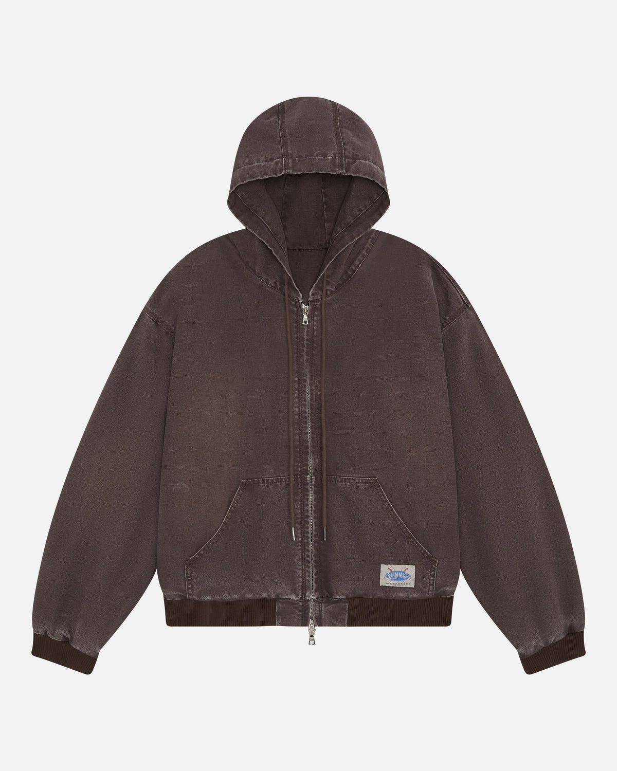 Hooded Workers Jacket in Washed Brown, view 7