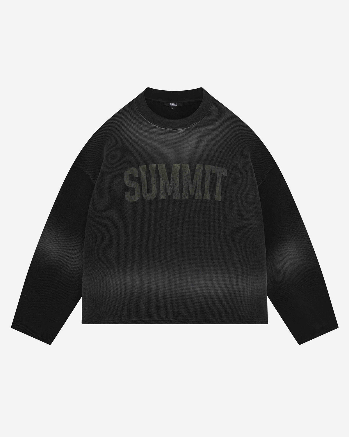 ARC PRINT WAFFLE LONG SLEEVE T-SHIRT - SUN FADE BLACK from Summit Clothing UK