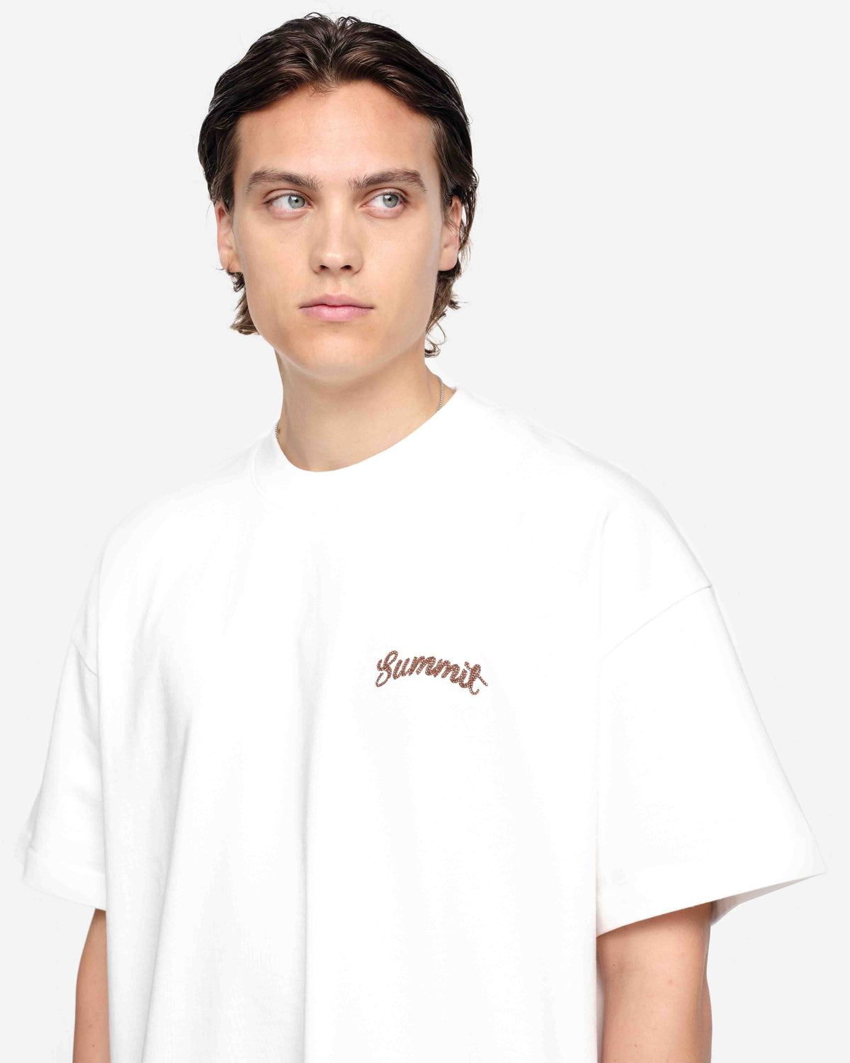 CHAIN STITCH T-SHIRT - OFF WHITE from Summit Clothing UK
