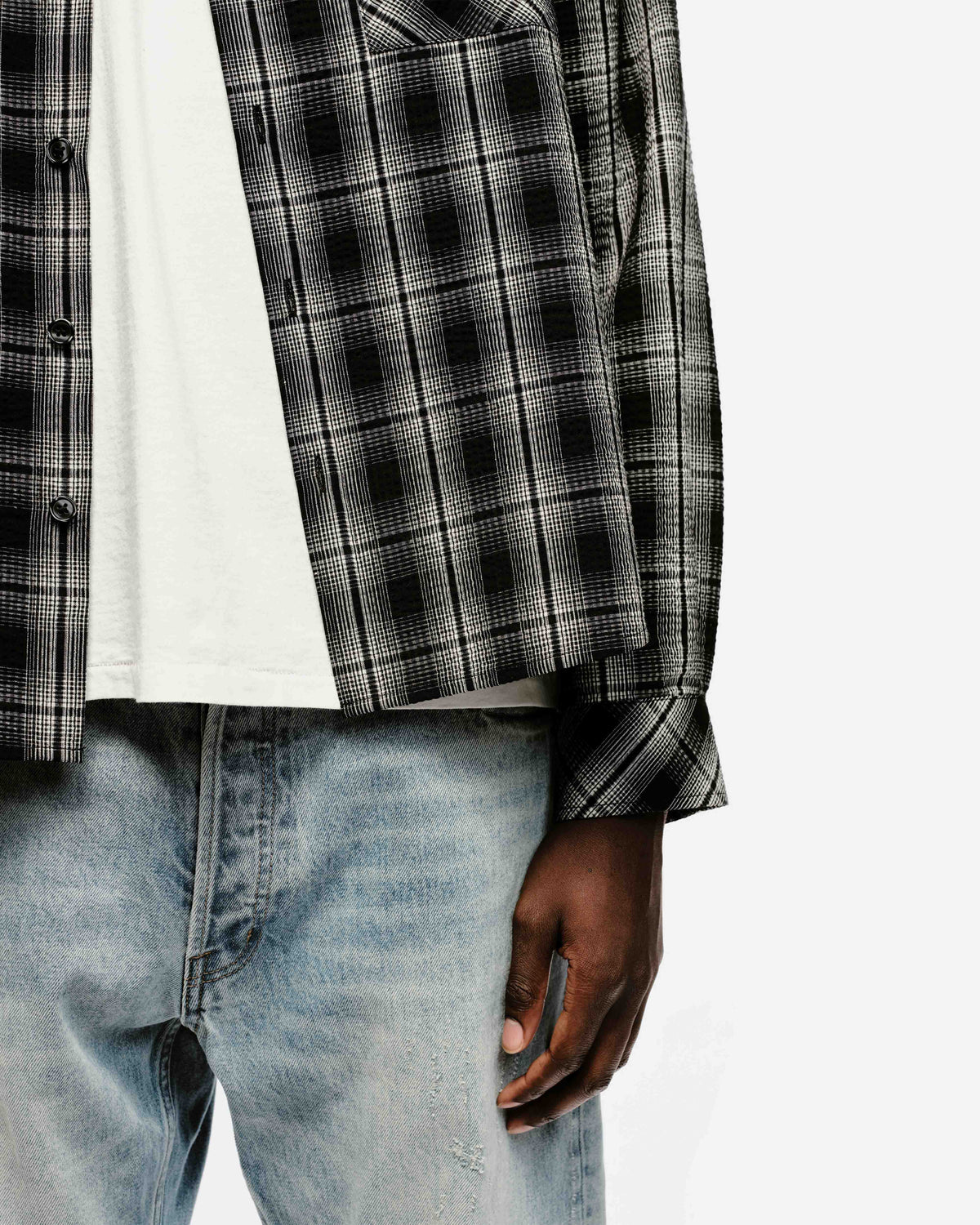CHECK SHIRT - CRINKLE BLACK from Summit Clothing UK