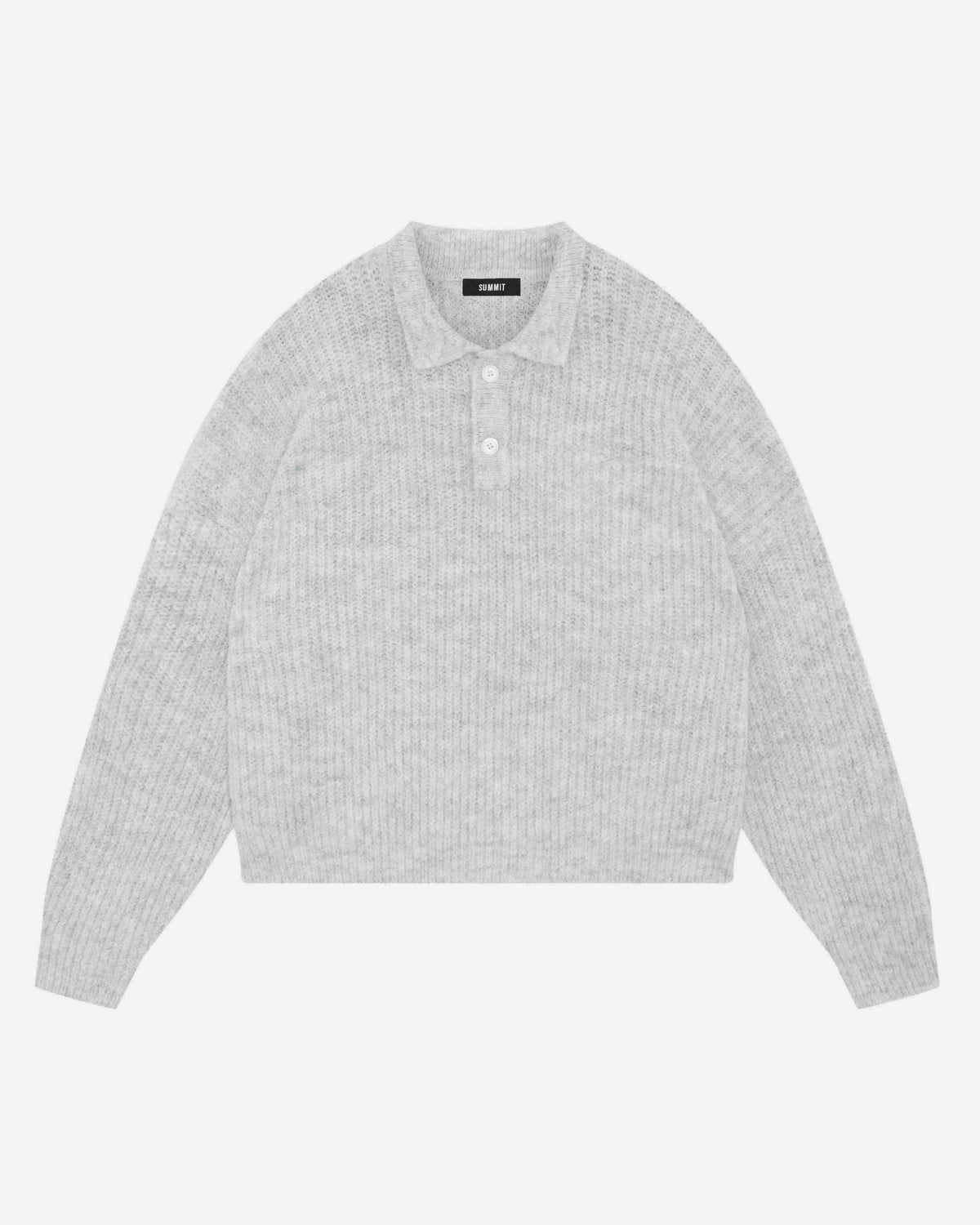 CHUNKY KNIT POLO - MARL GREY from Summit Clothing UK
