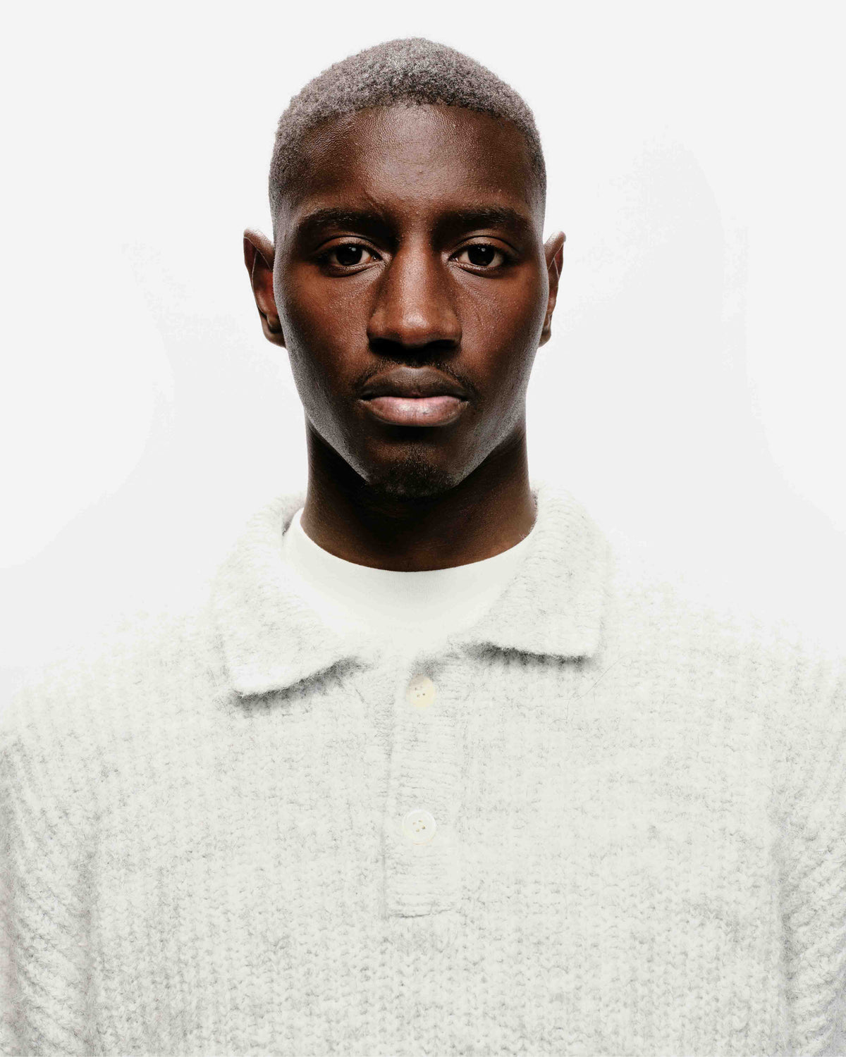 CHUNKY KNIT POLO - MARL GREY from Summit Clothing UK