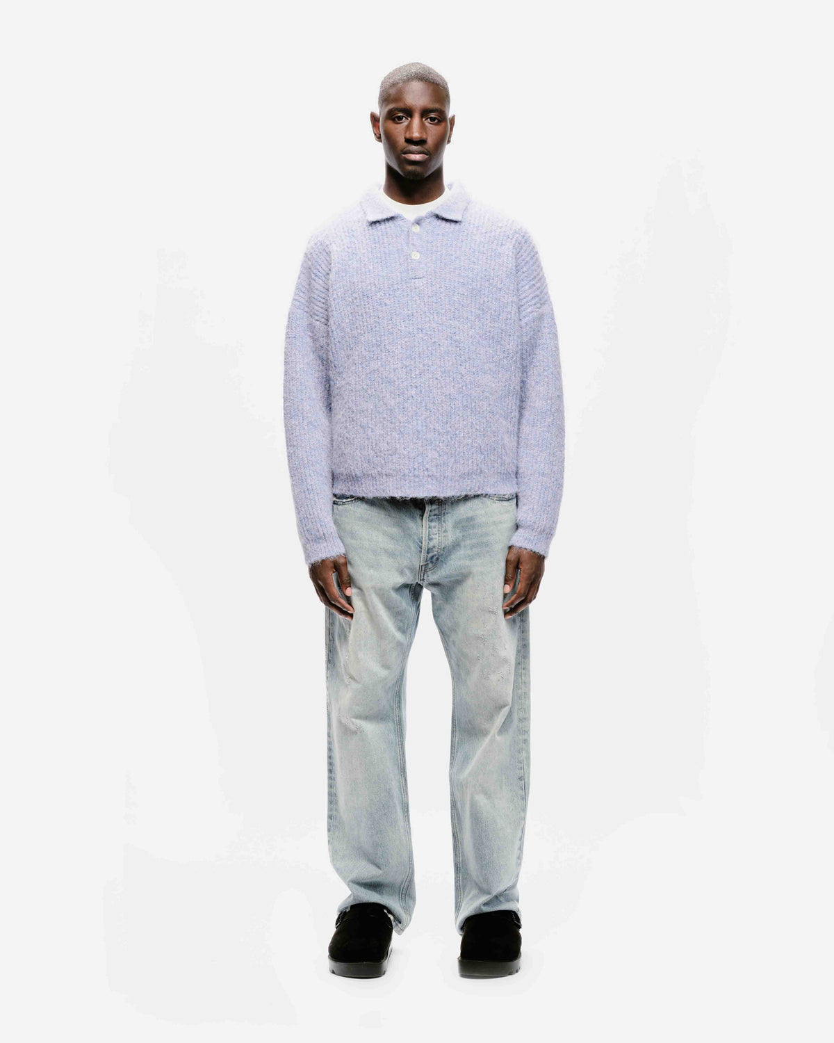 CHUNKY KNIT POLO - PURPLE from Summit Clothing UK