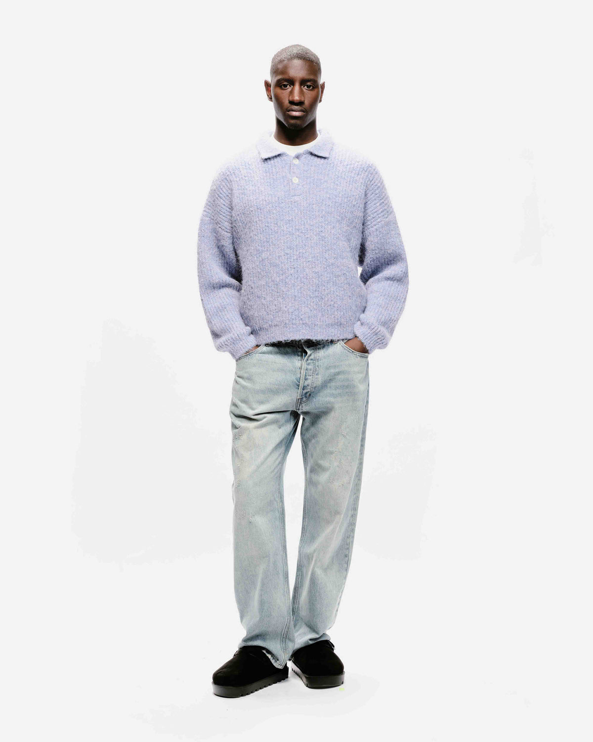 CHUNKY KNIT POLO - PURPLE from Summit Clothing UK