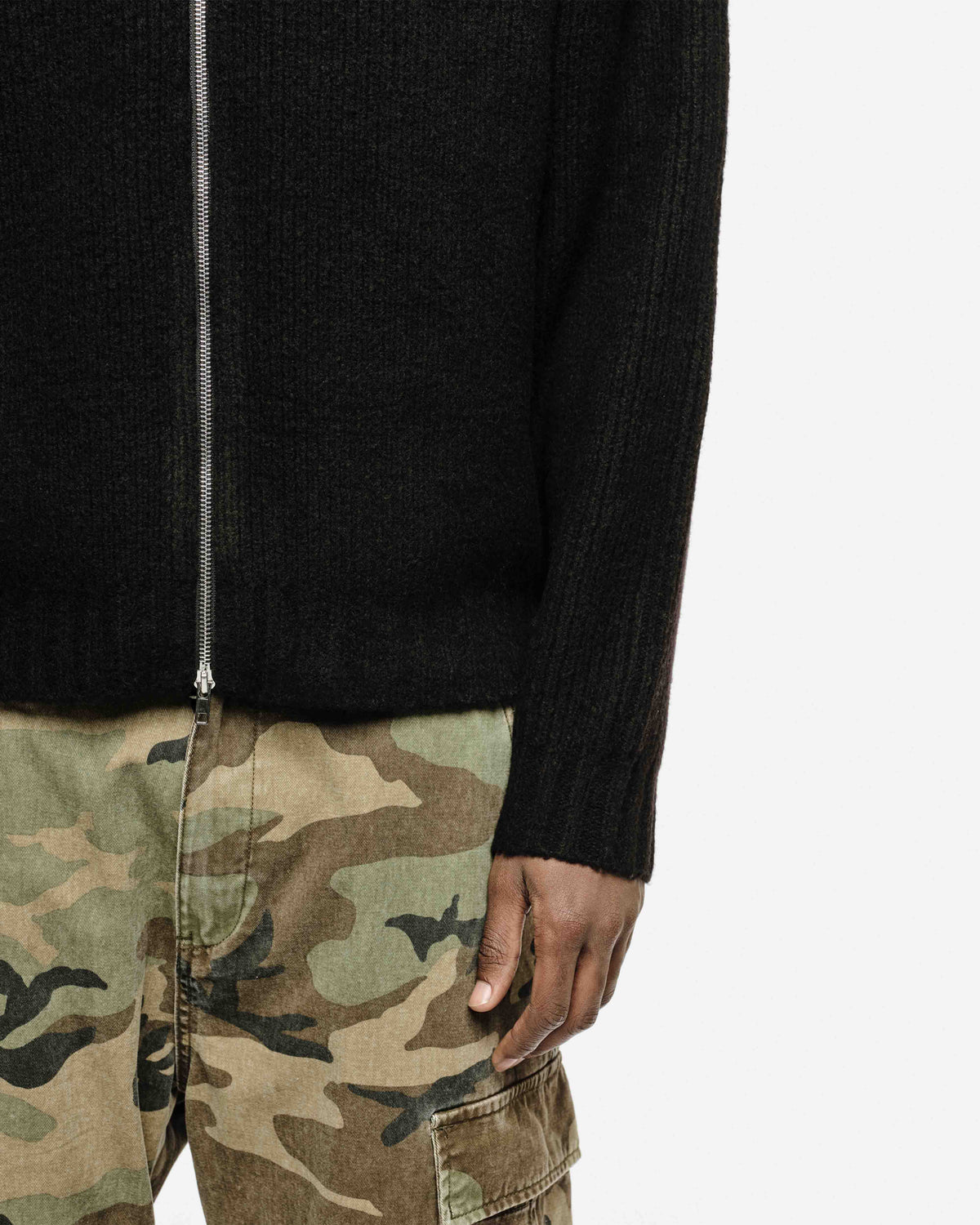 CHUNKY KNIT TRACK TOP - BLACK from Summit Clothing UK