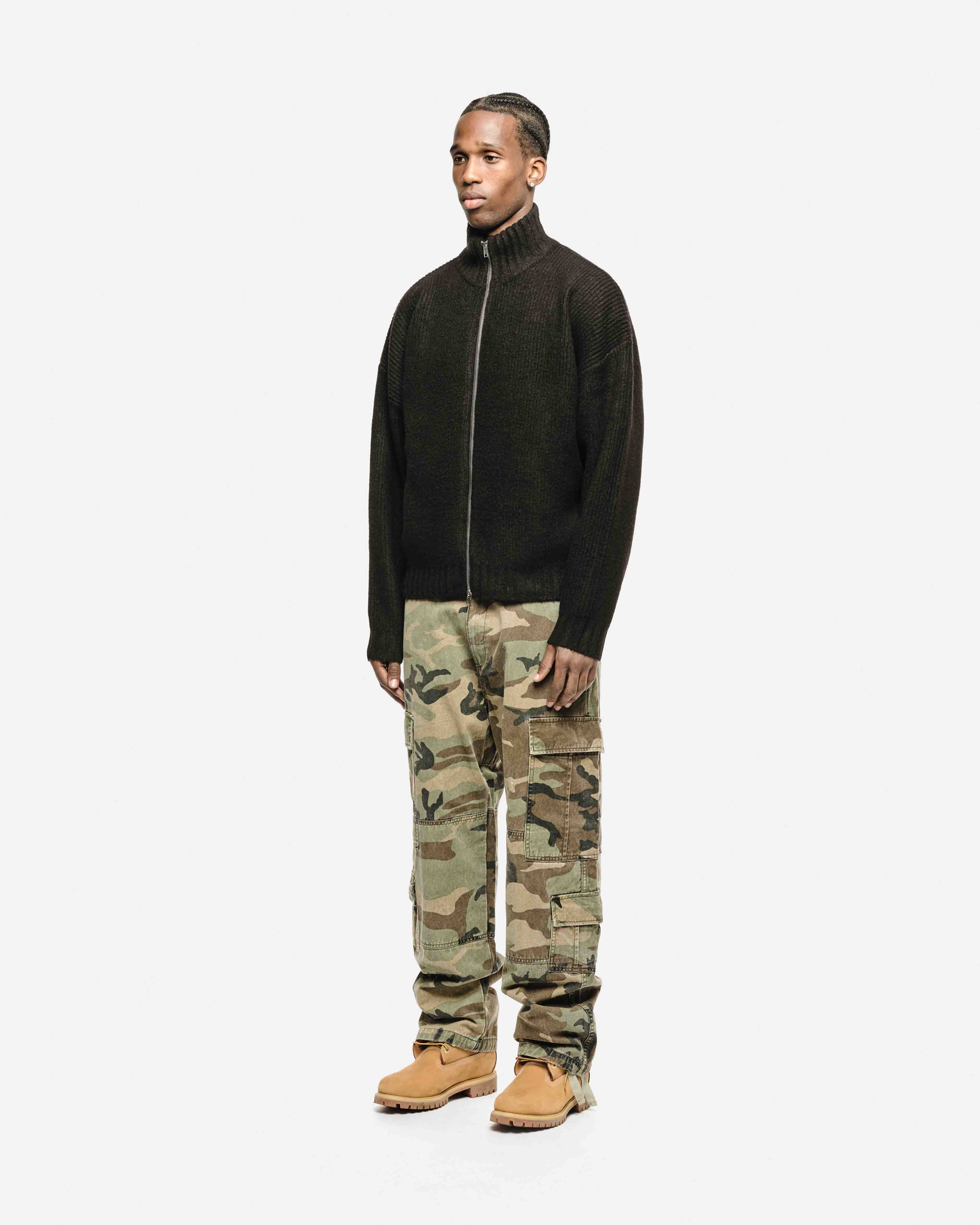 CHUNKY KNIT TRACK TOP - BLACK from Summit Clothing UK