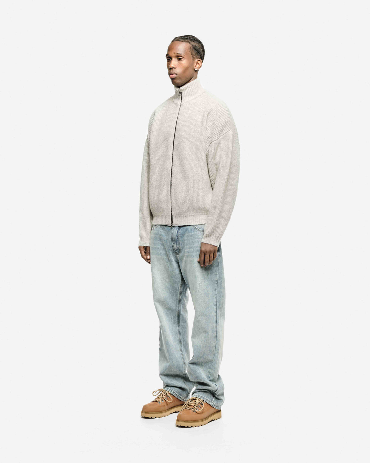 CHUNKY KNIT TRACK TOP - GREY from Summit Clothing UK