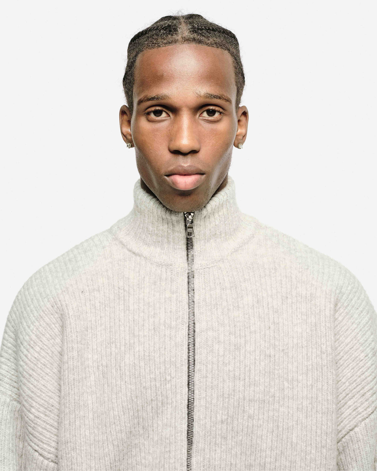 CHUNKY KNIT TRACK TOP - GREY from Summit Clothing UK