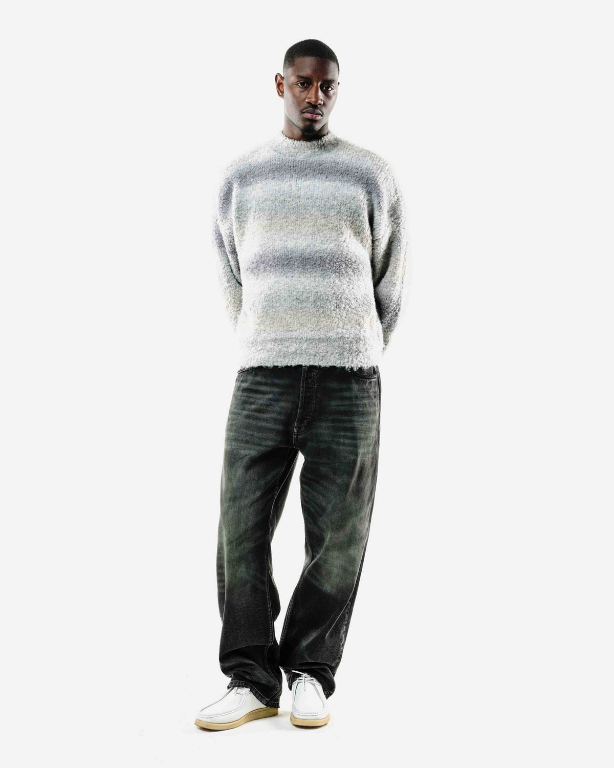 GRADIENT WOOL KNIT - GREY from Summit Clothing UK