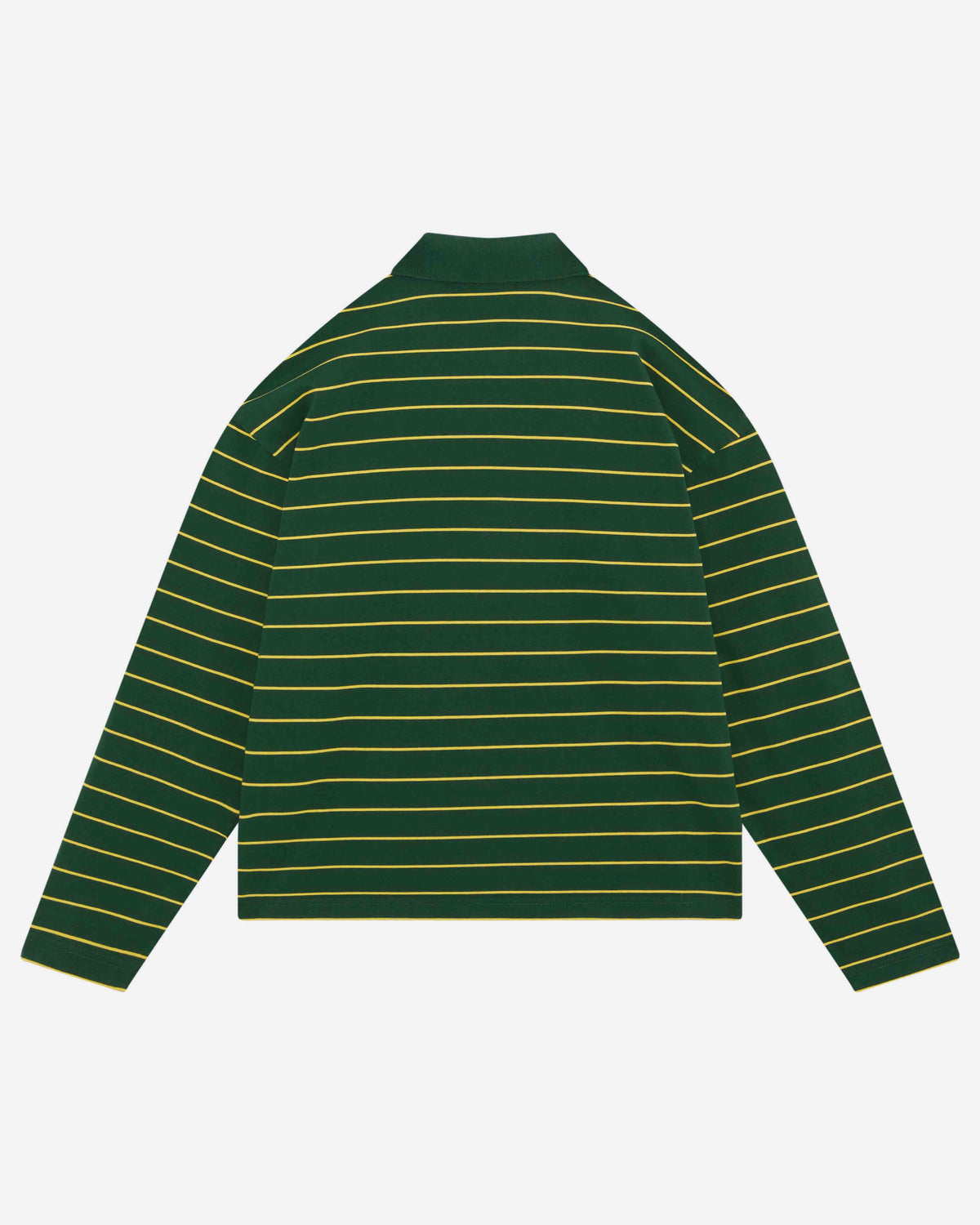 HEAVYWEIGHT LONG SLEEVE POLO - BOTTLE/YELLOW STRIPE from Summit Clothing UK