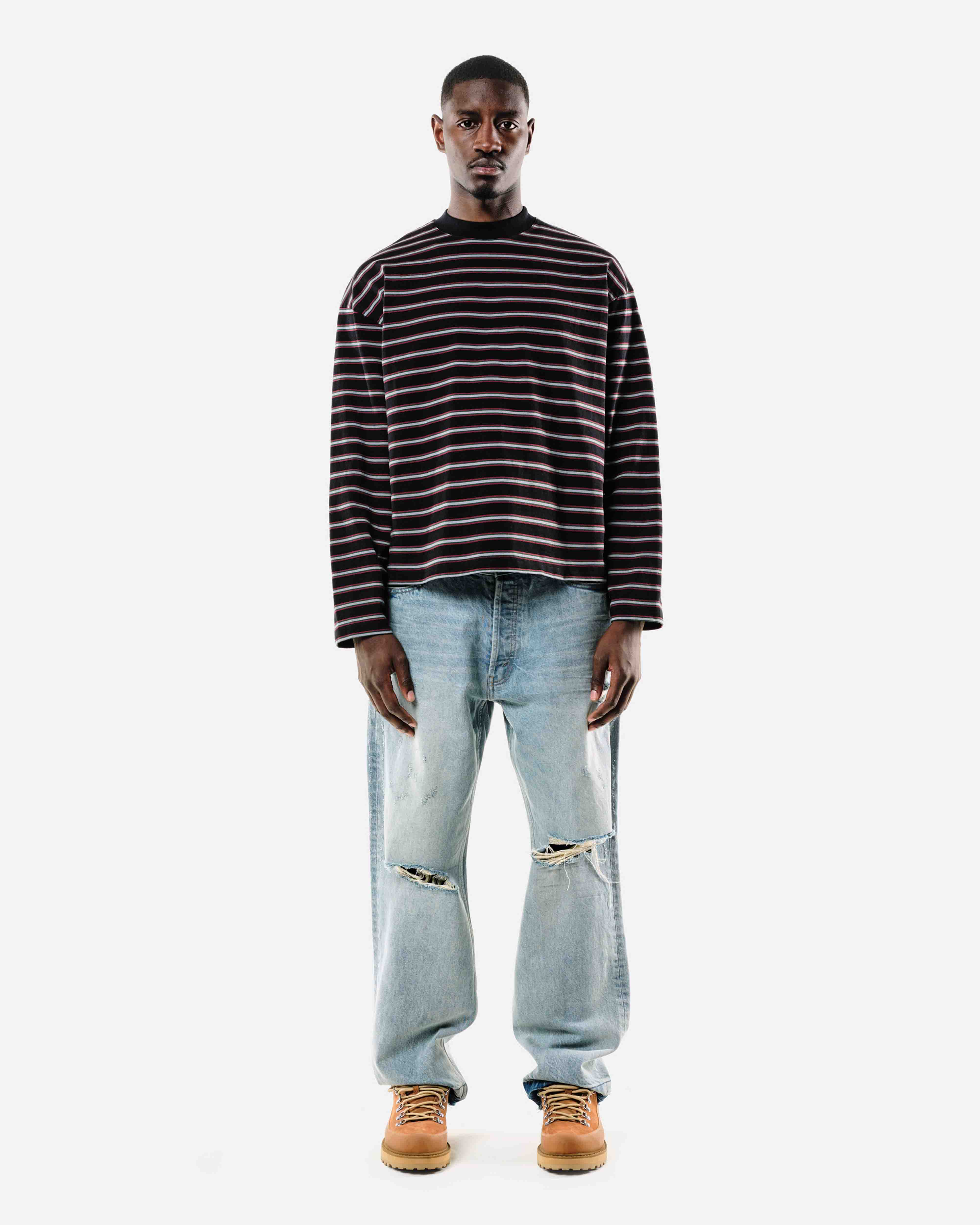 HEAVYWEIGHT LONG SLEEVE T-SHIRT - BLACK STRIPE from Summit Clothing UK