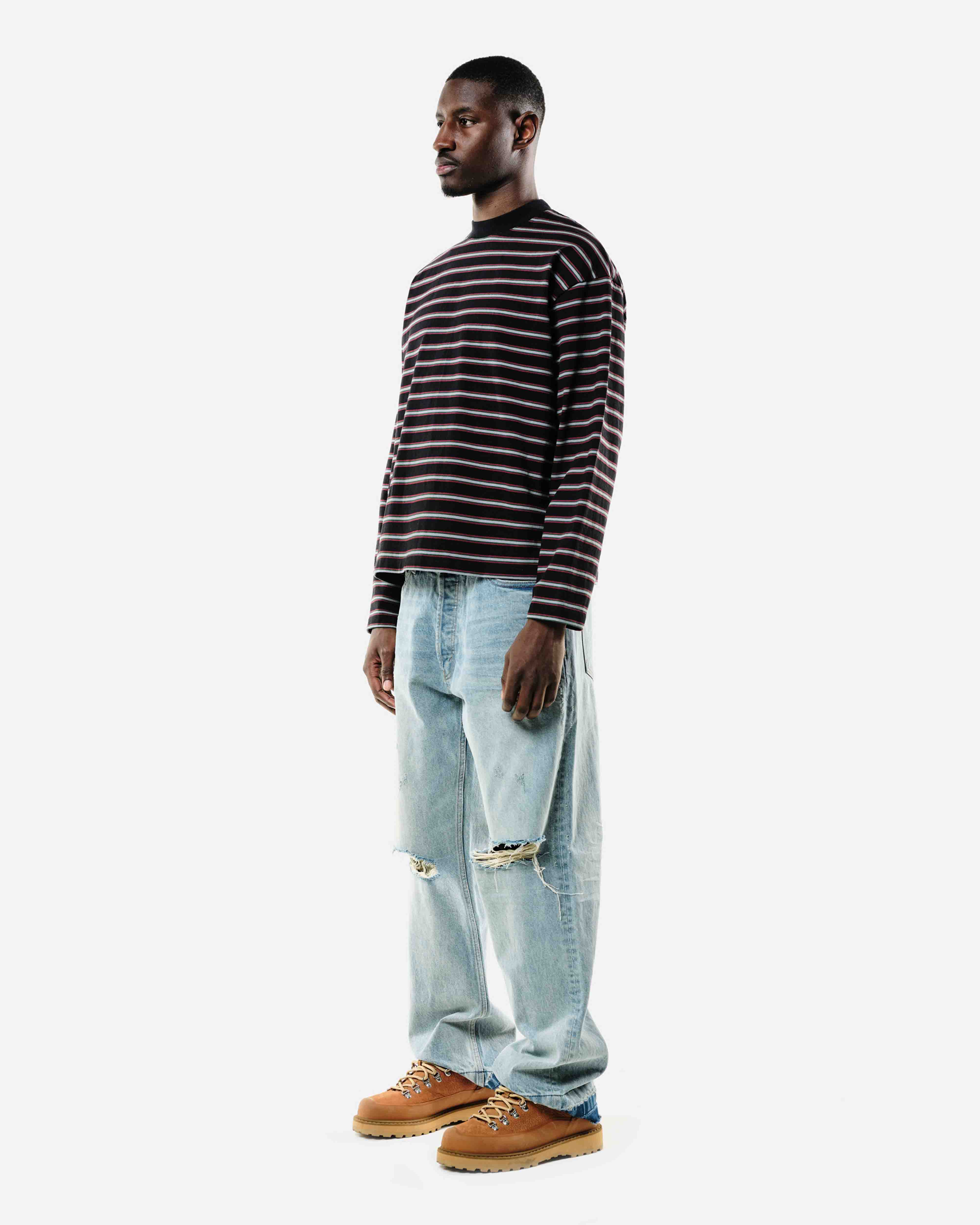 HEAVYWEIGHT LONG SLEEVE T-SHIRT - BLACK STRIPE from Summit Clothing UK