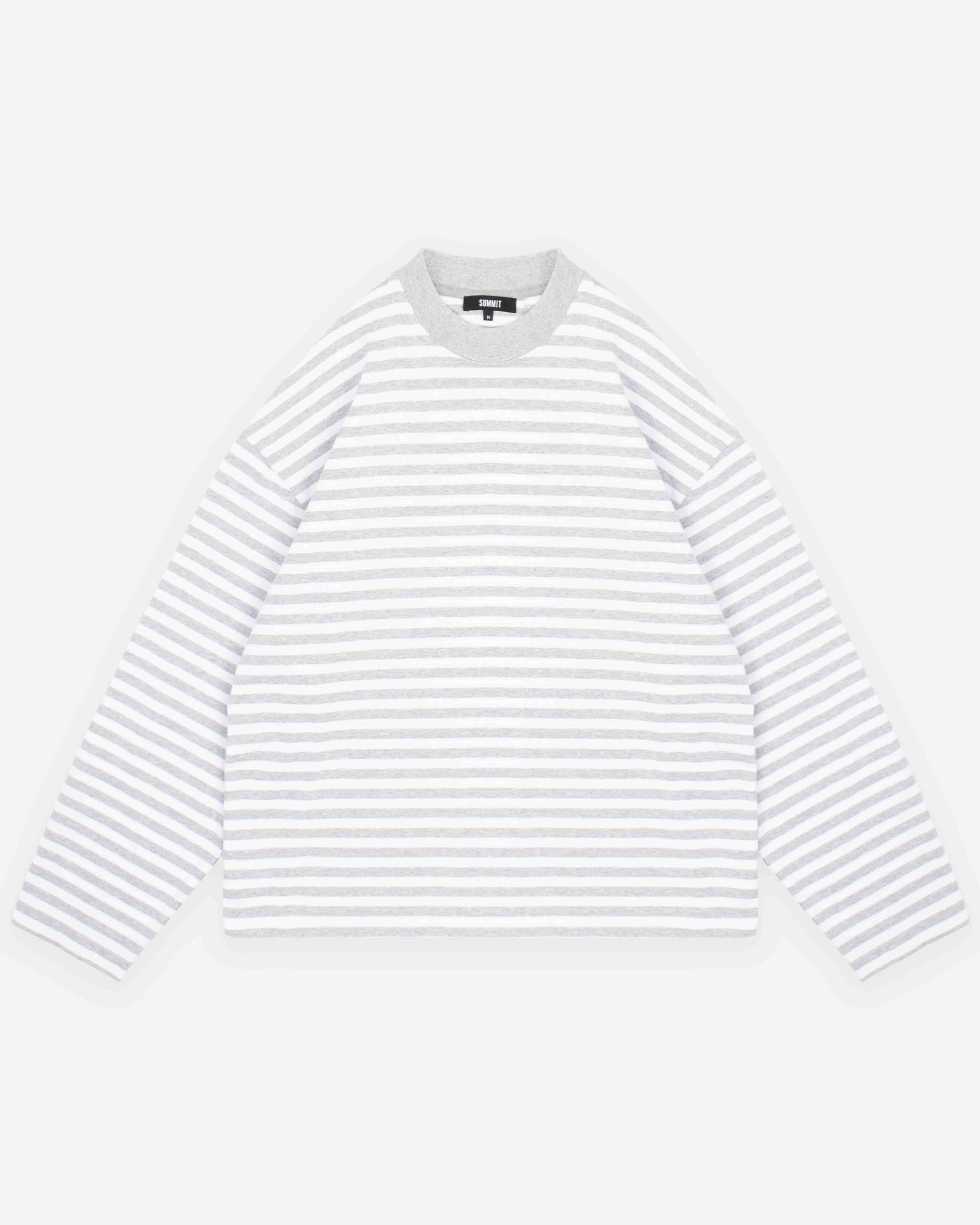 HEAVYWEIGHT LONG SLEEVE T-SHIRT - MARL GREY STRIPE from Summit Clothing UK