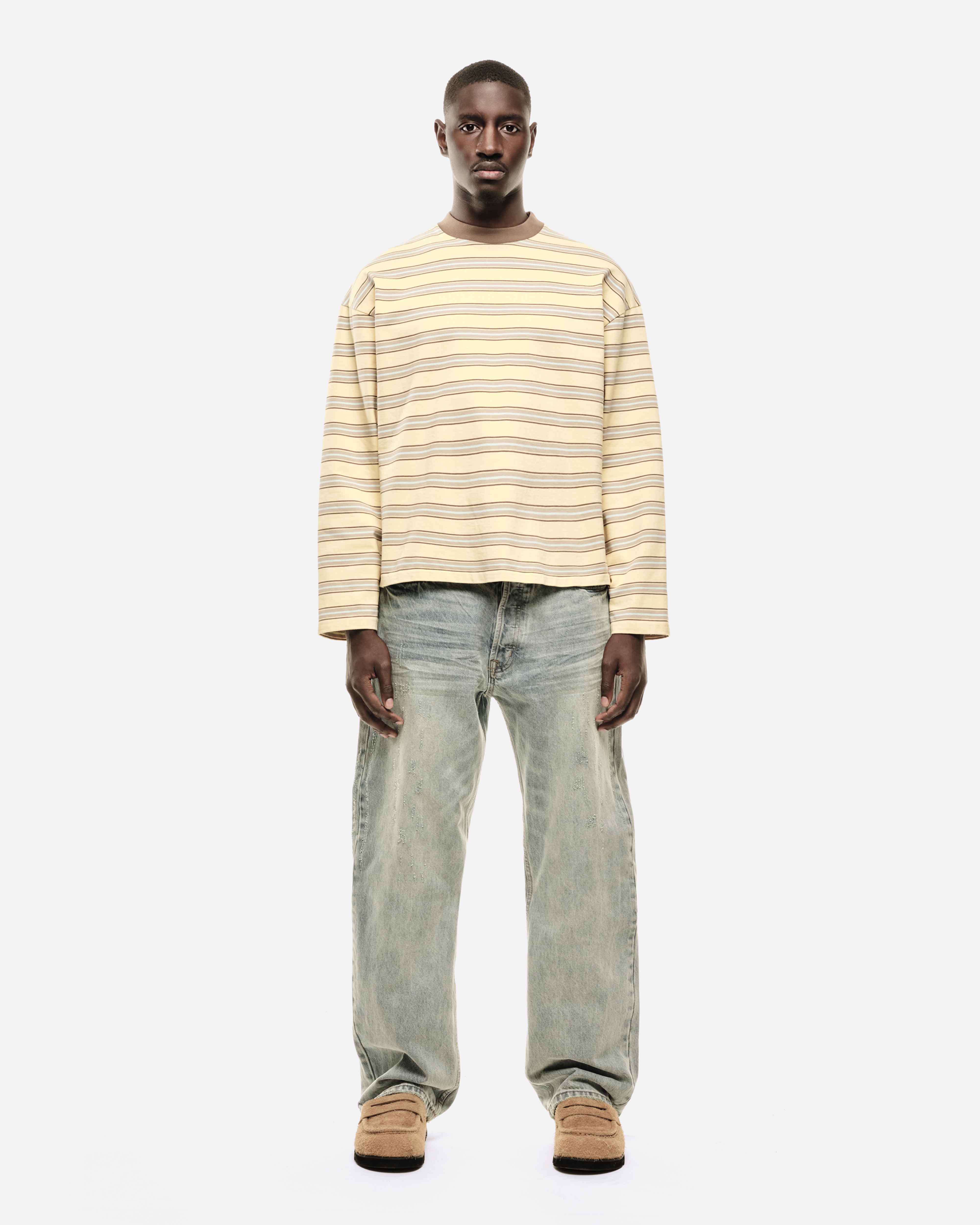 HEAVYWEIGHT LONG SLEEVE T-SHIRT - YELLOW STRIPE from Summit Clothing UK