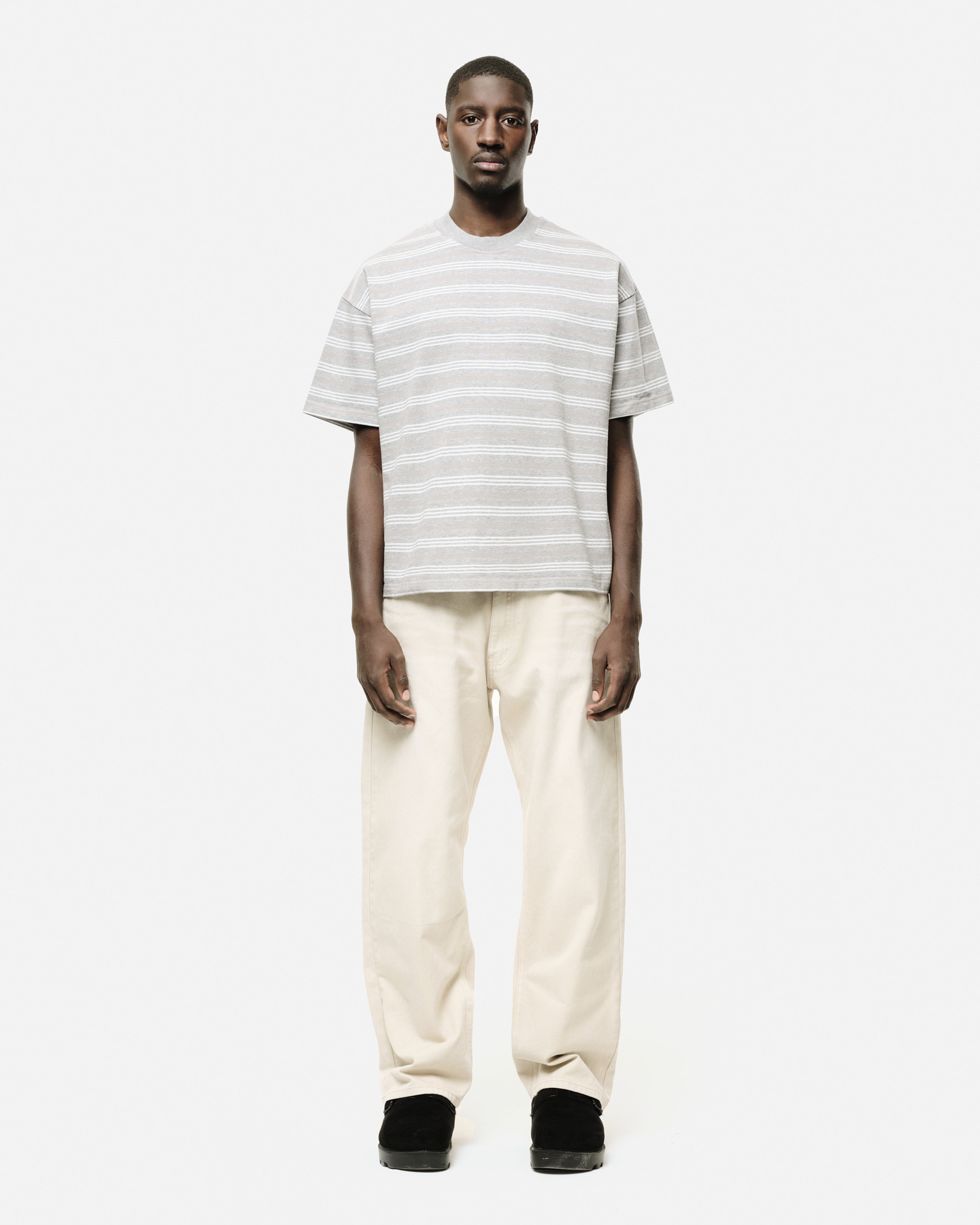 HEAVYWEIGHT T-SHIRT - GREY/WHITE STRIPE from Summit Clothing UK