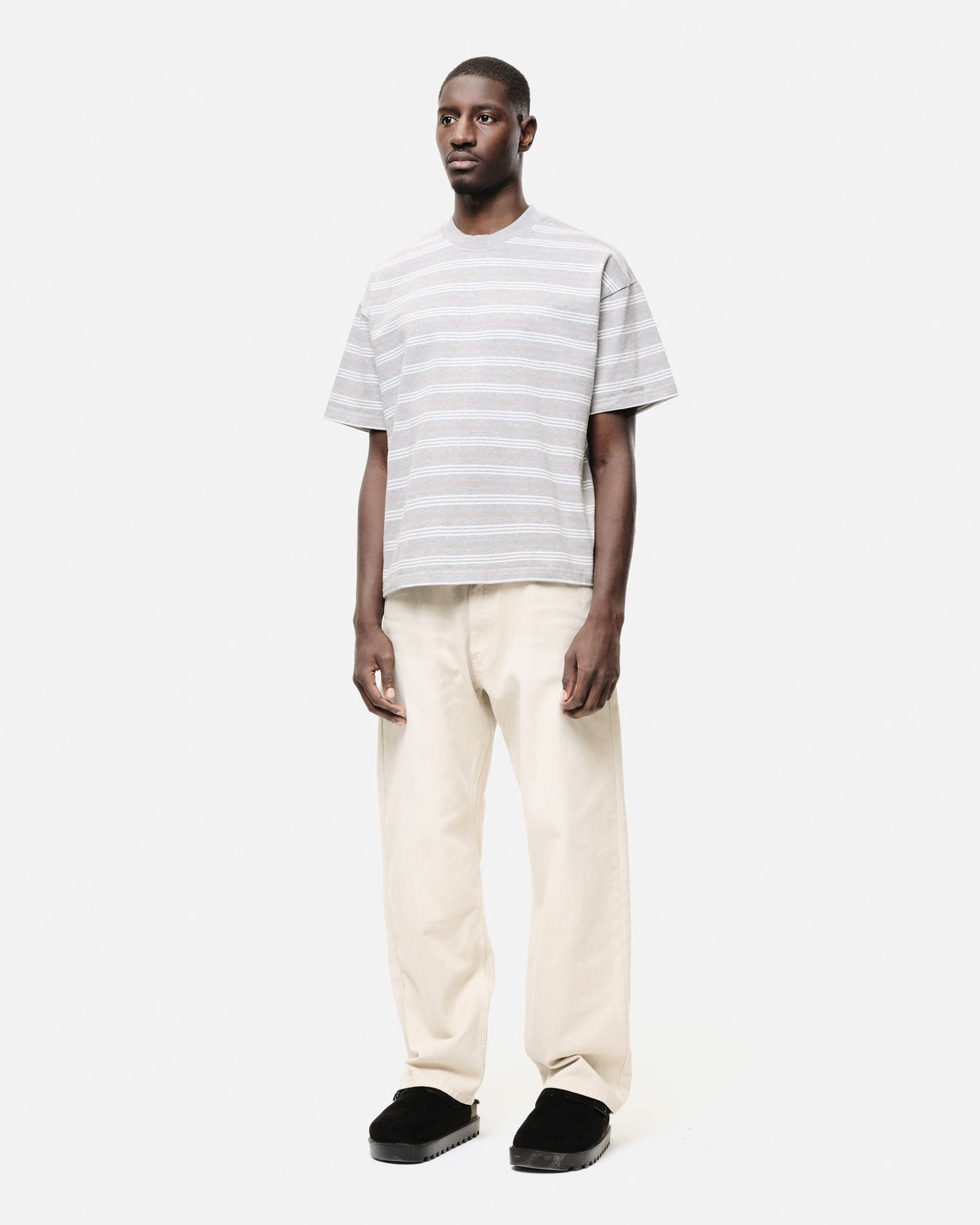HEAVYWEIGHT T-SHIRT - GREY/WHITE STRIPE from Summit Clothing UK