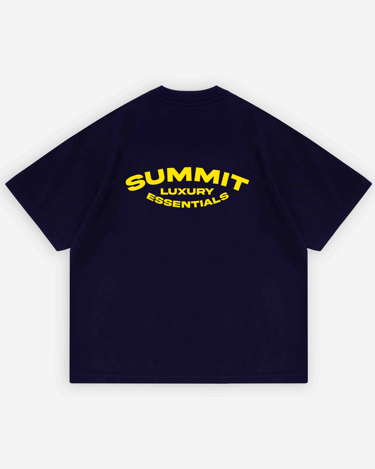 LUXURY ESSENTIALS T-SHIRT - NAVY/YELLOW PRINT from Summit Clothing UK