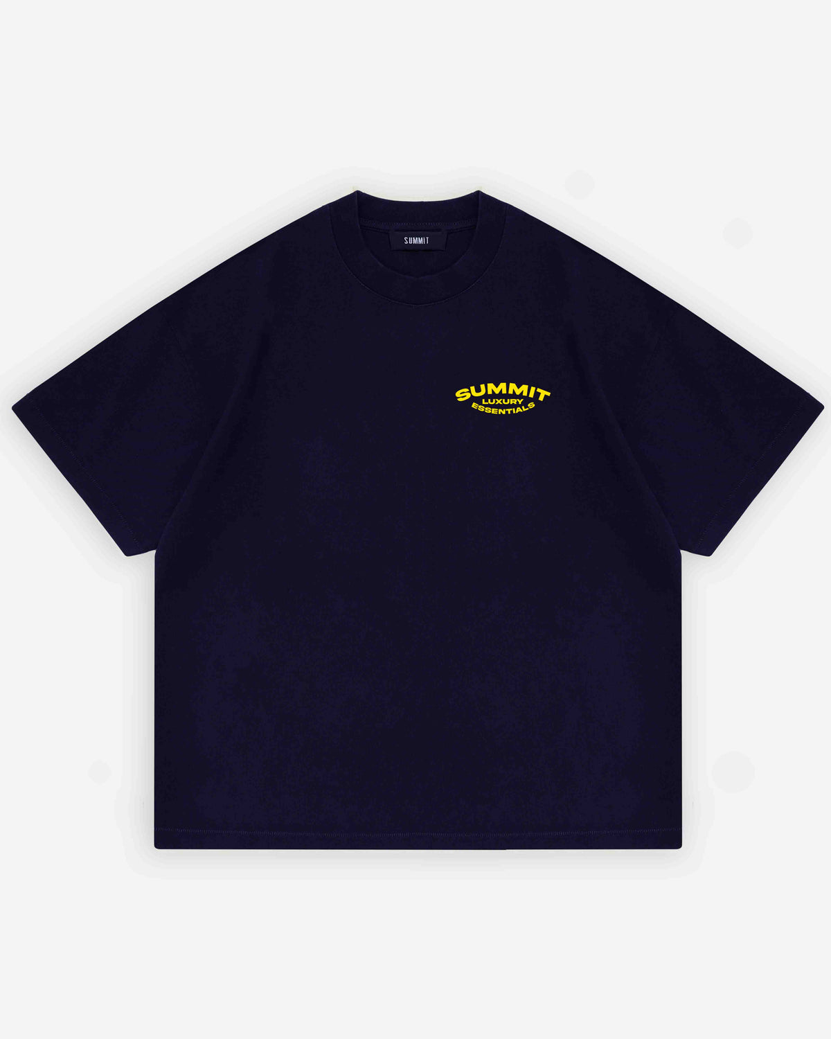 LUXURY ESSENTIALS T-SHIRT - NAVY/YELLOW PRINT from Summit Clothing UK