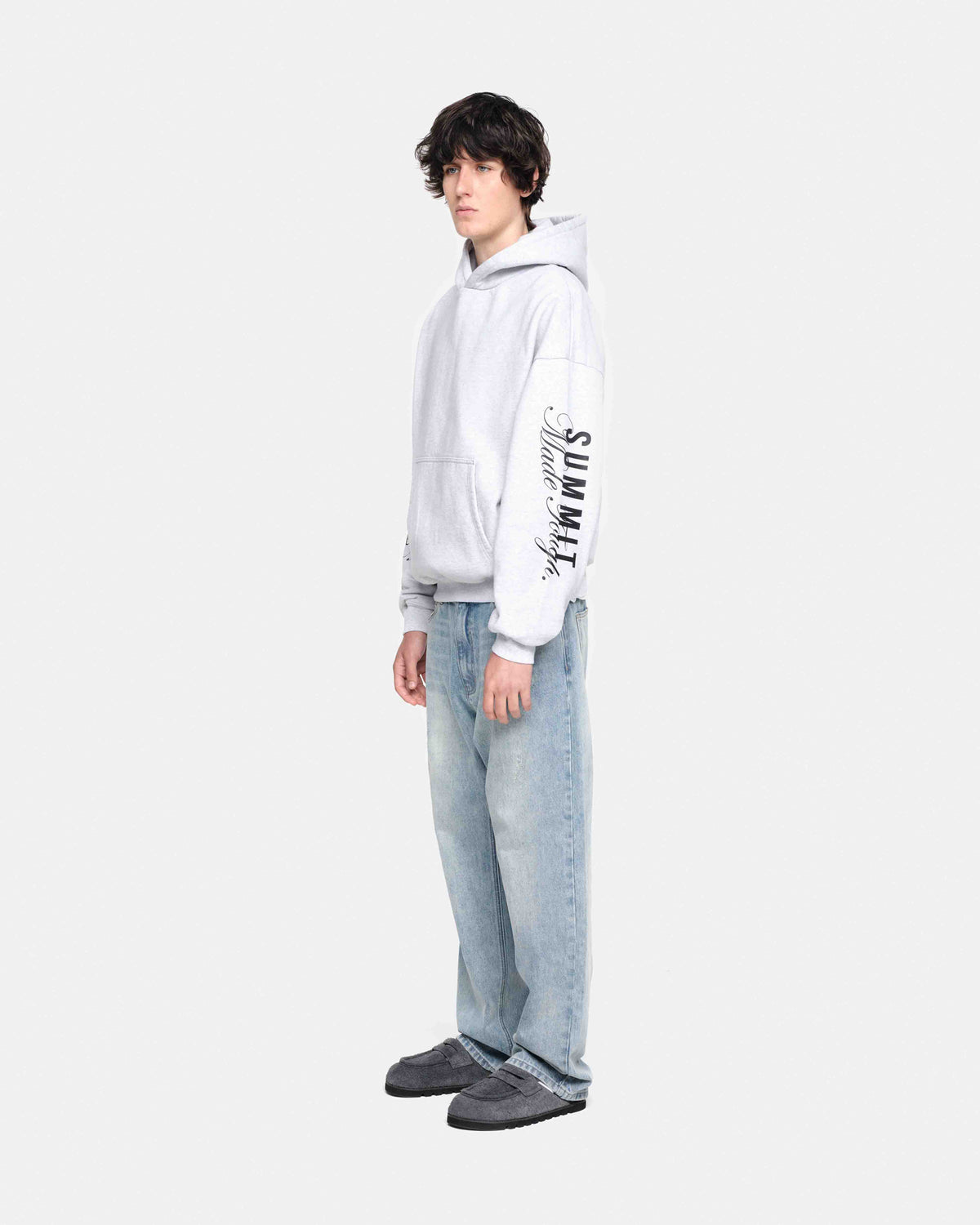 MADE TOUGH SLEEVE PRINT HOODIE - MARL GREY from Summit Clothing UK