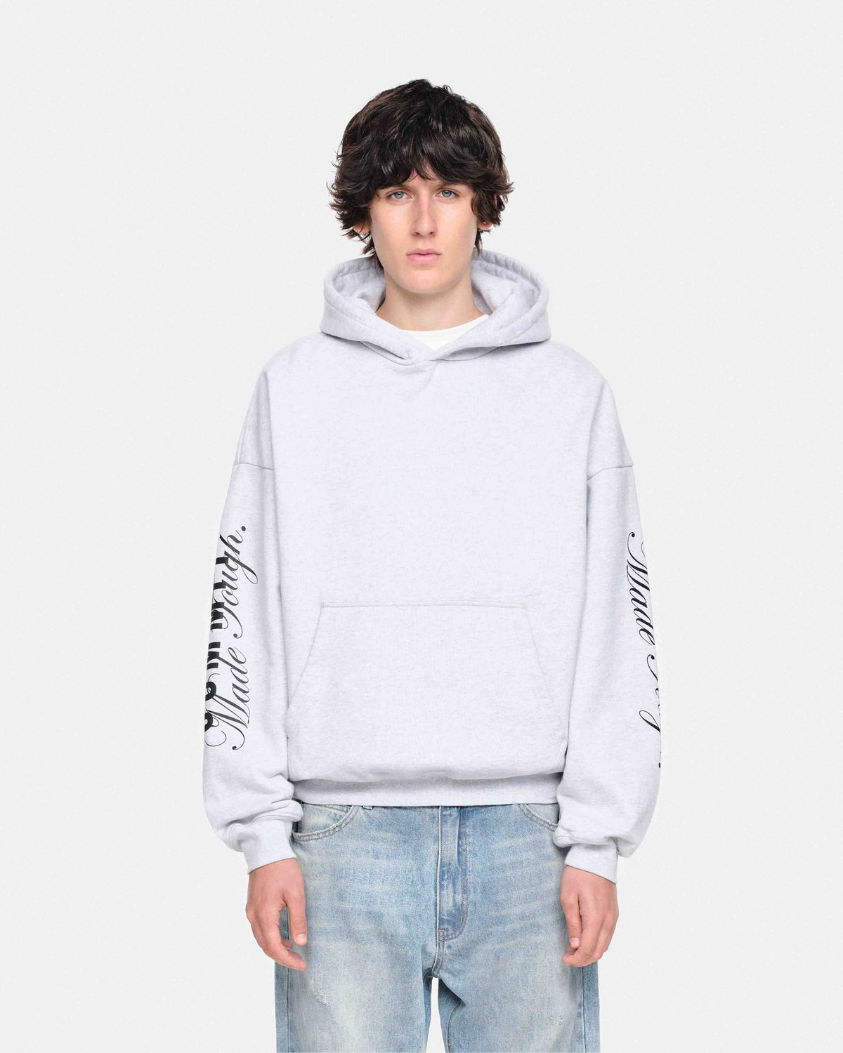 MADE TOUGH SLEEVE PRINT HOODIE - MARL GREY from Summit Clothing UK