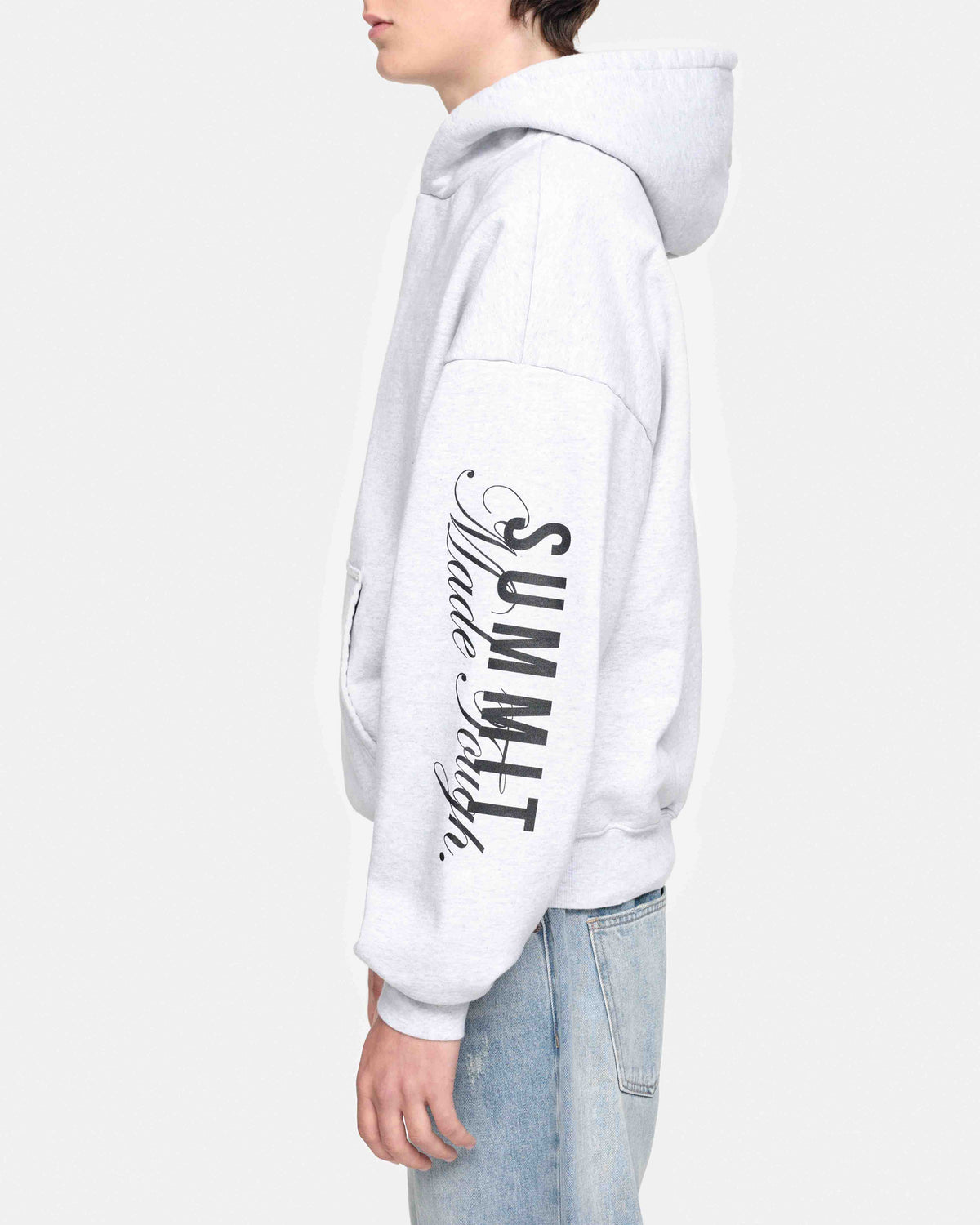 MADE TOUGH SLEEVE PRINT HOODIE - MARL GREY from Summit Clothing UK
