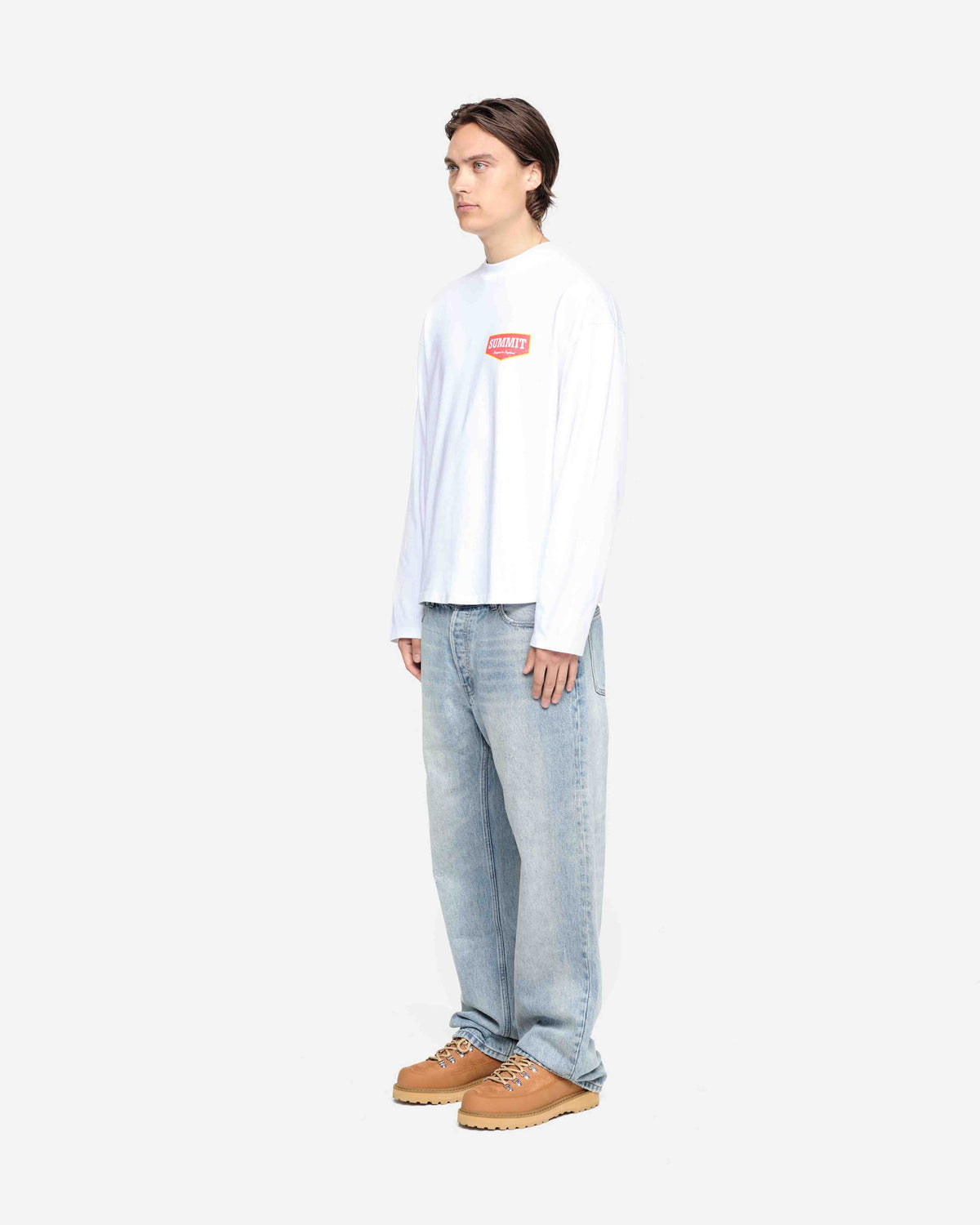 PATCH LOGO LONG SLEEVE T-SHIRT - WHITE from Summit Clothing UK