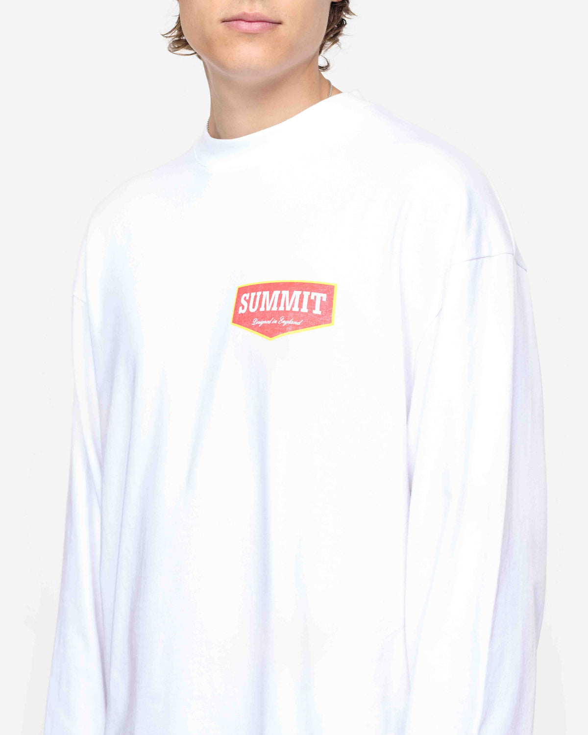 PATCH LOGO LONG SLEEVE T-SHIRT - WHITE from Summit Clothing UK