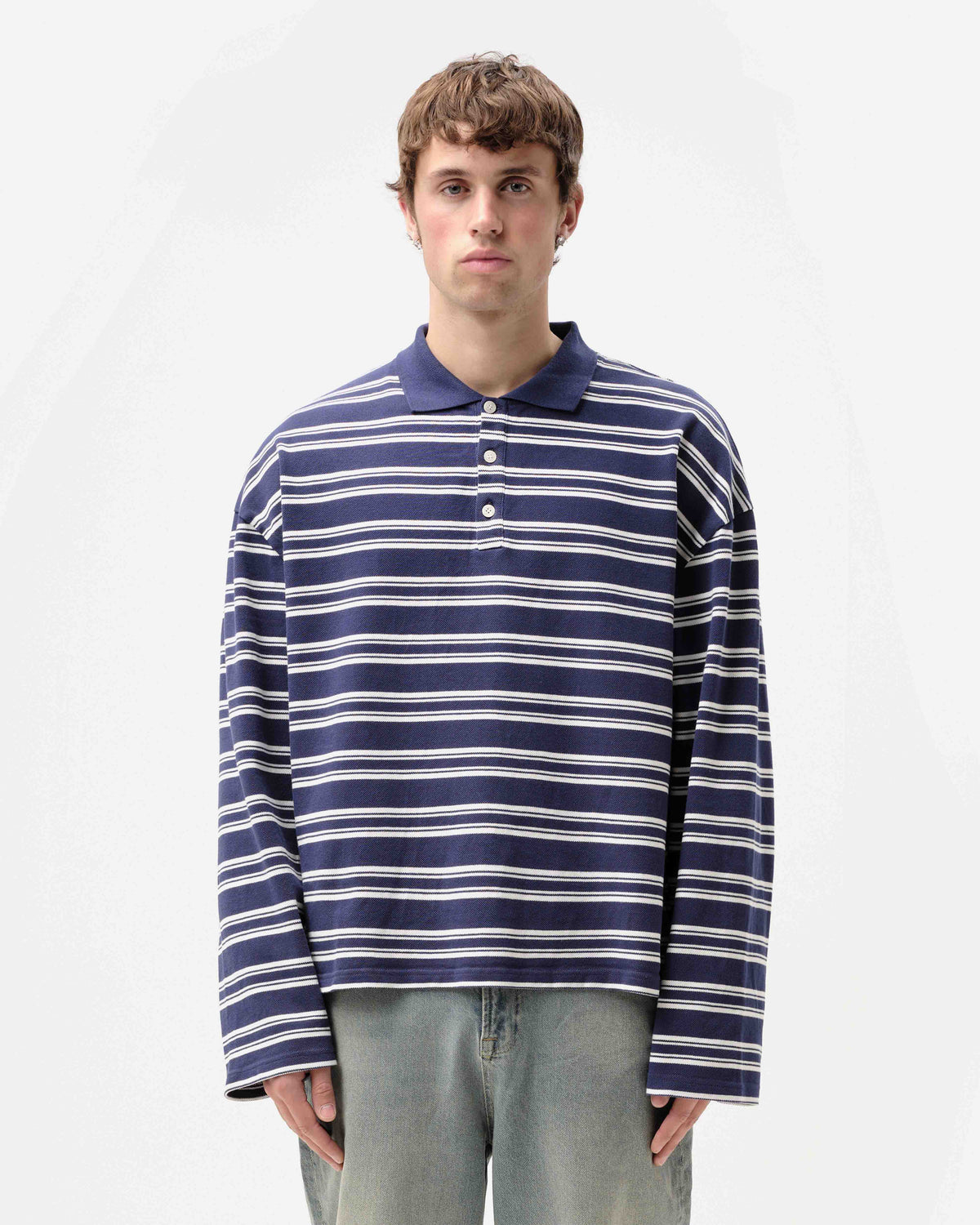 PIQUE POLO - NAVY STRIPE from Summit Clothing UK