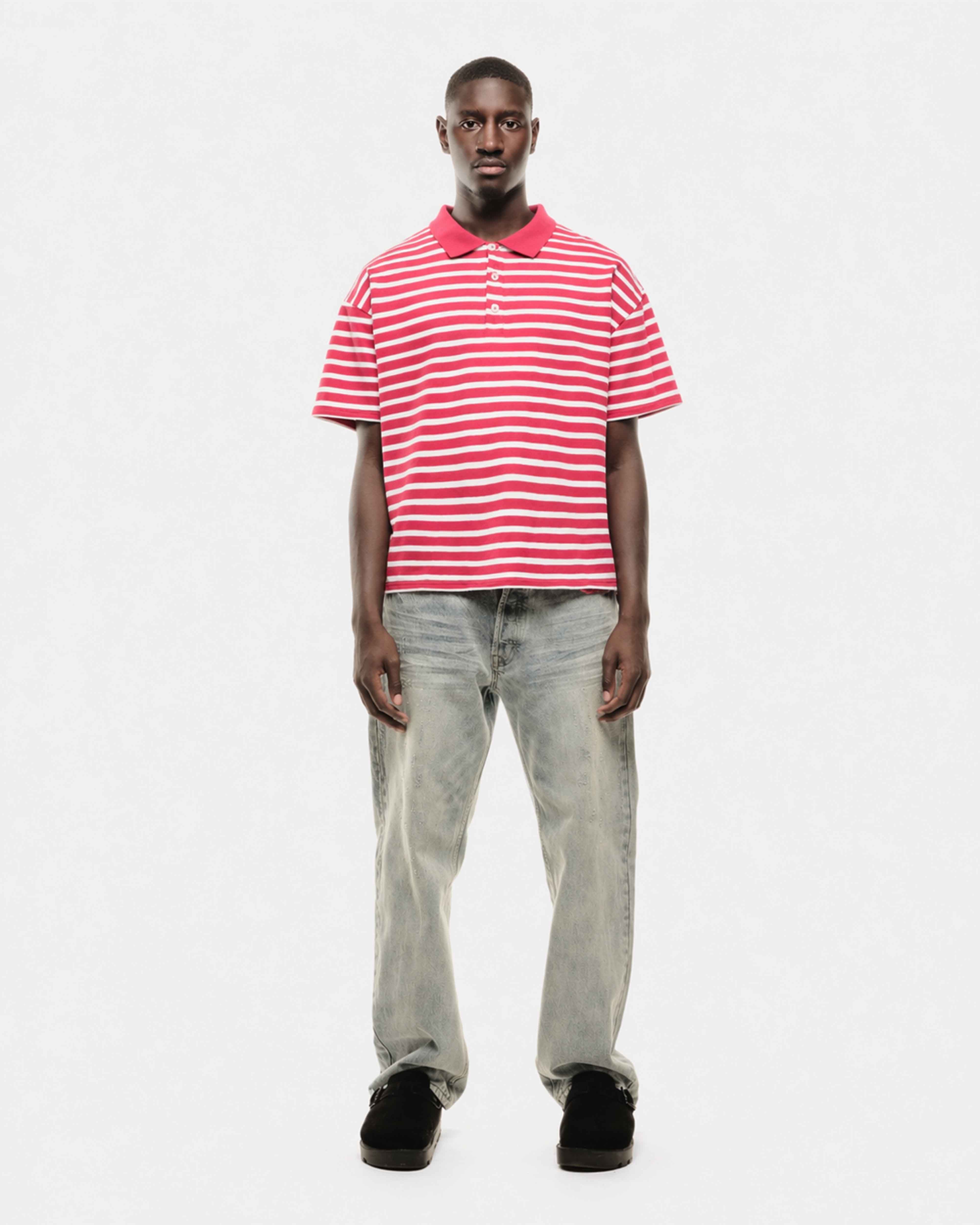 PIQUE SHORT SLEEVE POLO - RED STRIPE from Summit Clothing UK