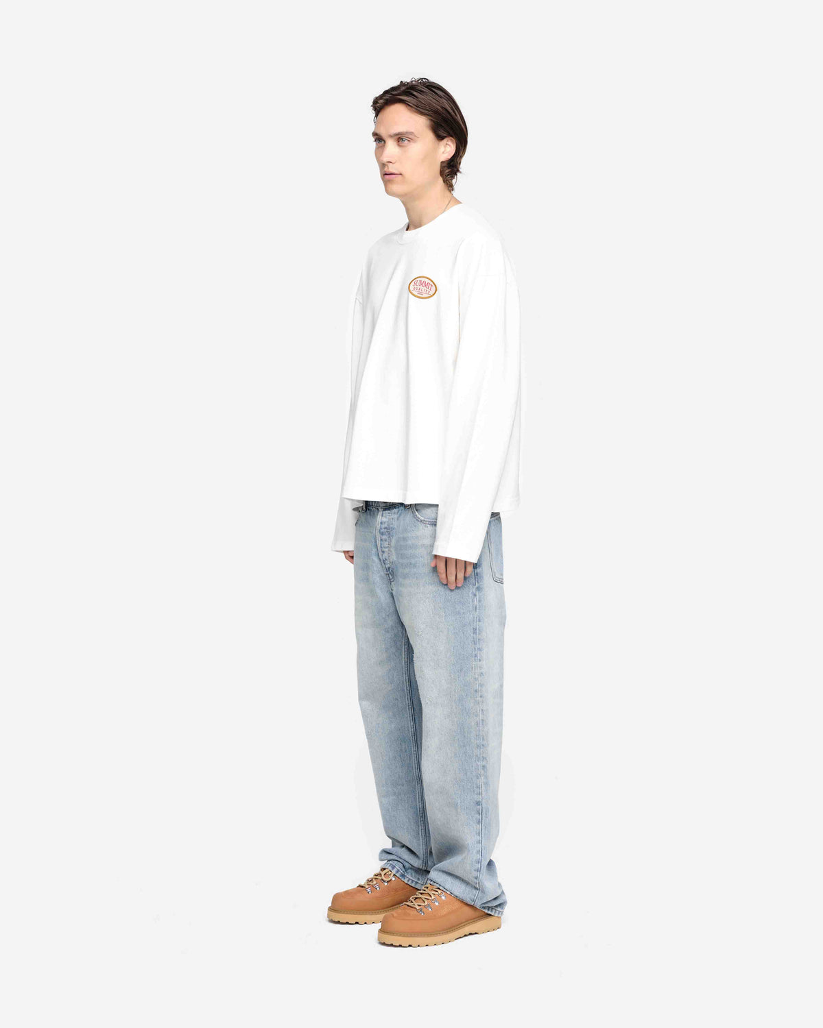 QUALITY GOODS LONG SLEEVE T-SHIRT - VINTAGE WHITE from Summit Clothing UK