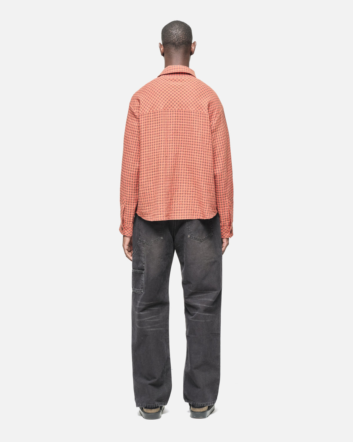 LINEN CHECK SHIRT - WASHED ORANGE