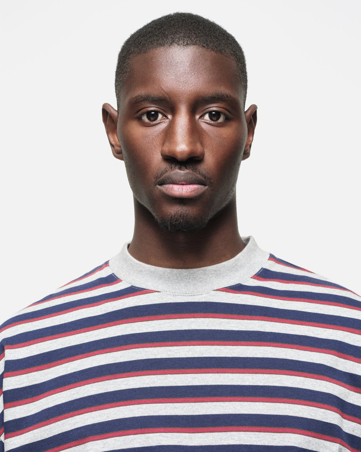 Heavyweight Long Sleeve T-Shirt in Navy/Grey Stripe, view 4