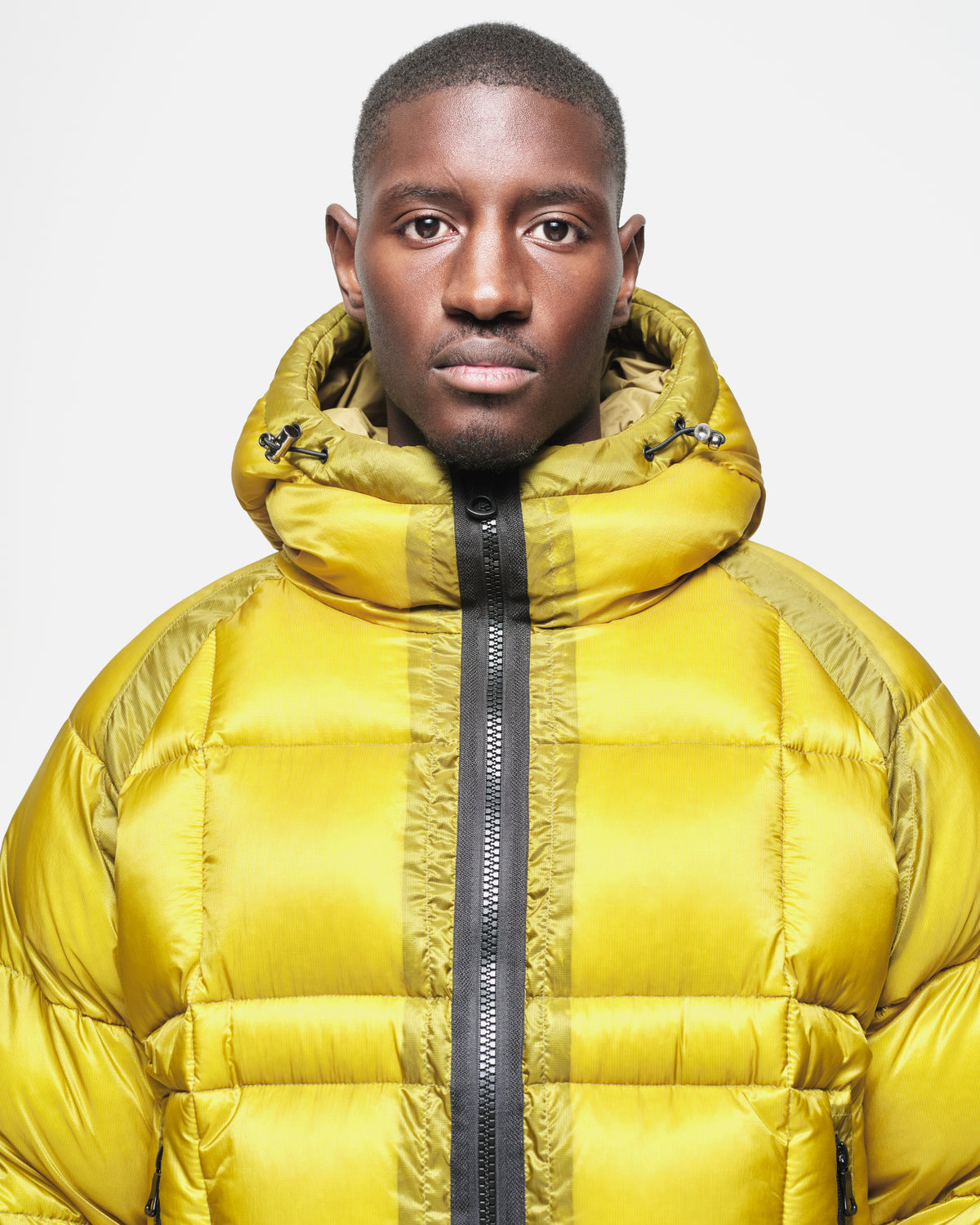 Translucent Raglan Puffer in Acid Yellow, view 4