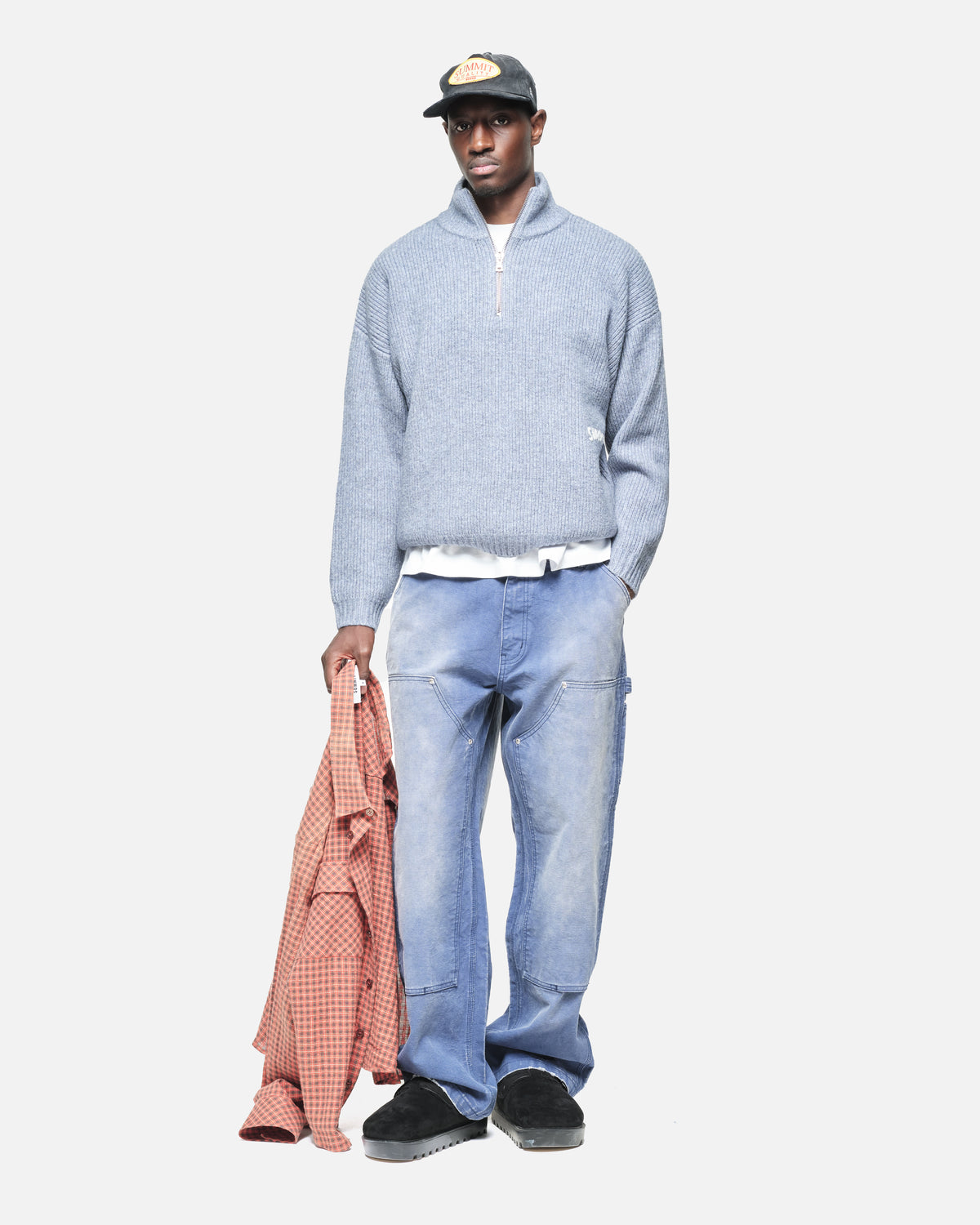 CHUNKY KNIT QUARTER ZIP - BLUE