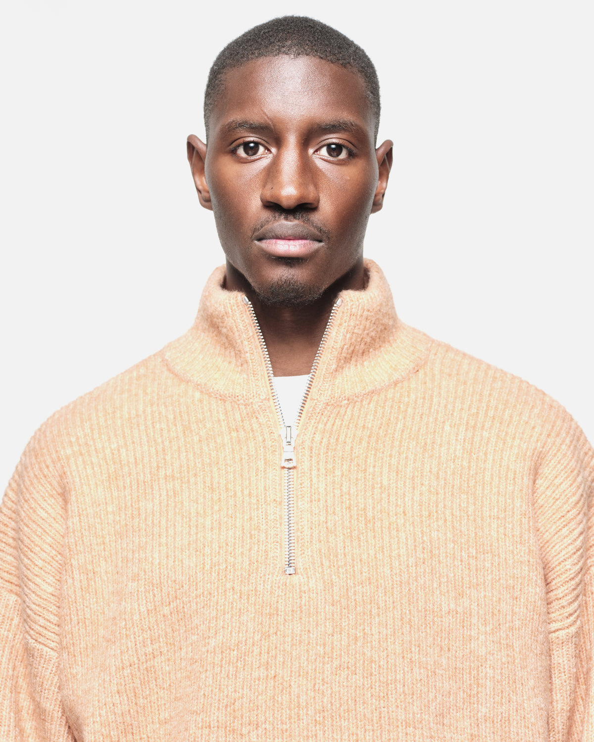CHUNKY KNIT QUARTER ZIP - ORANGE