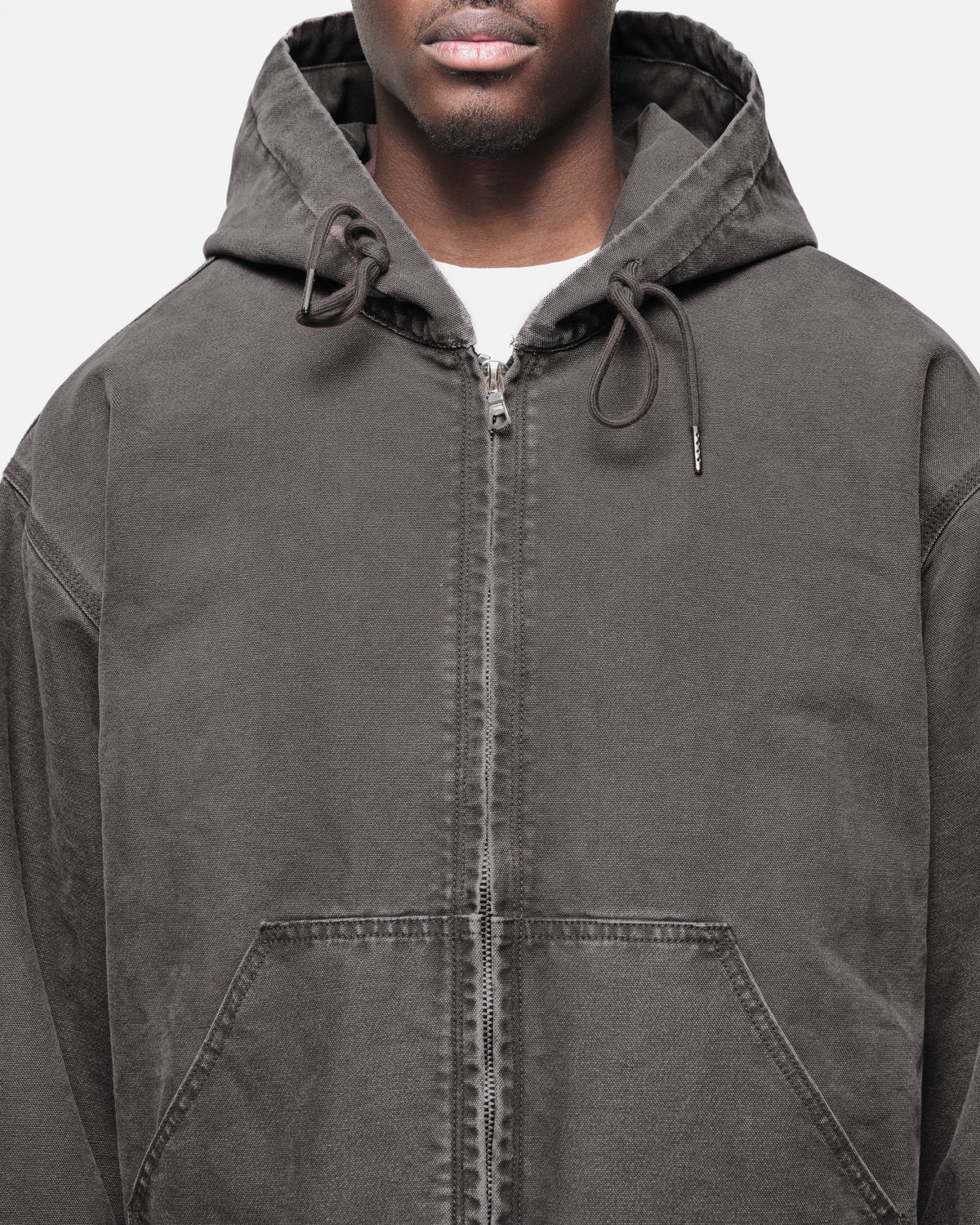Hooded Workers Jacket in Washed Black, view 5