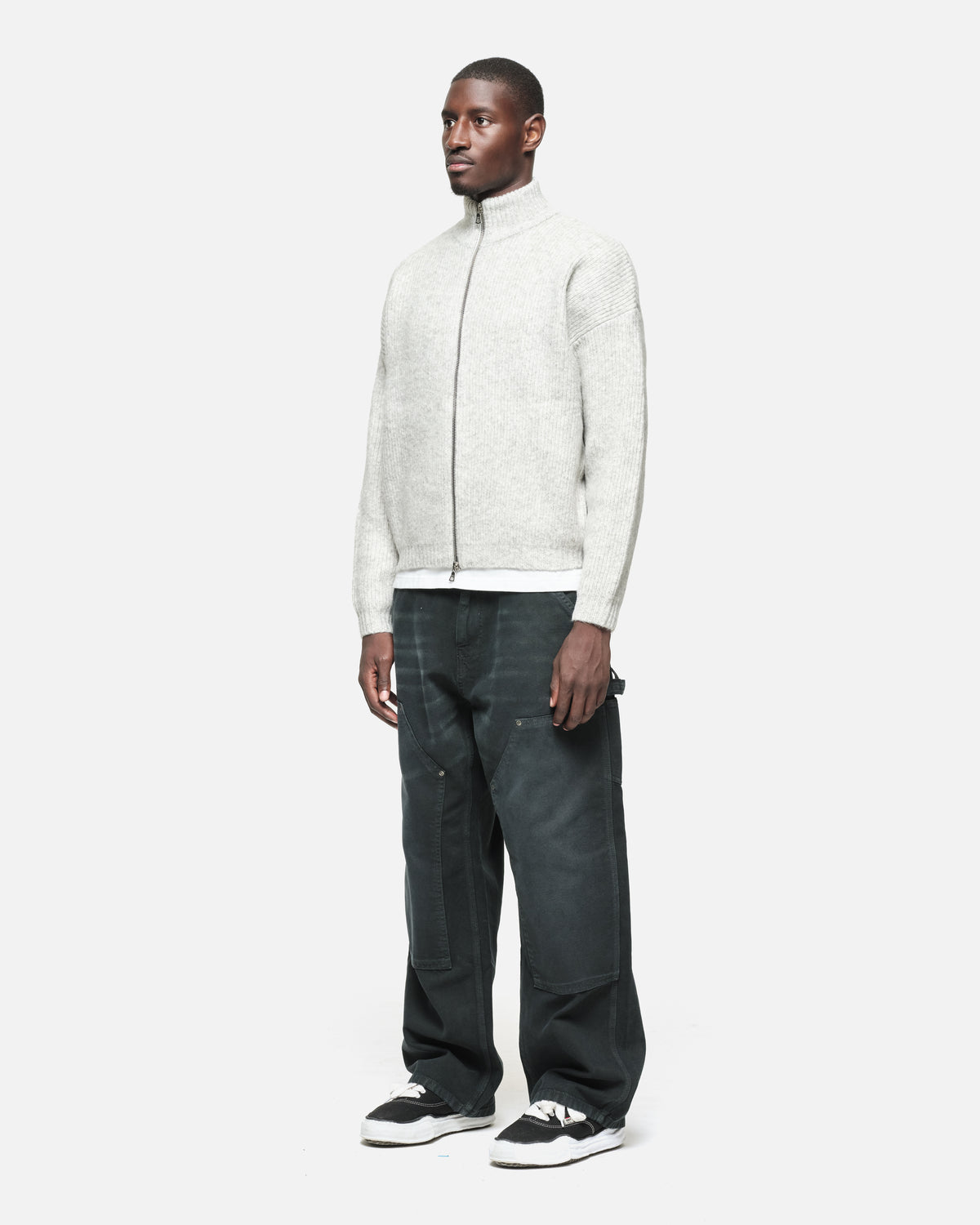 CHUNKY KNIT TRACK TOP - GREY