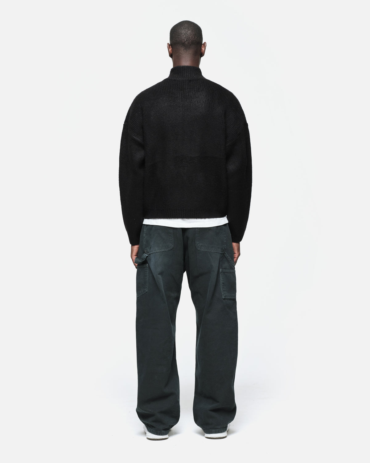 Chunky Knit Track Top in Black, view 3