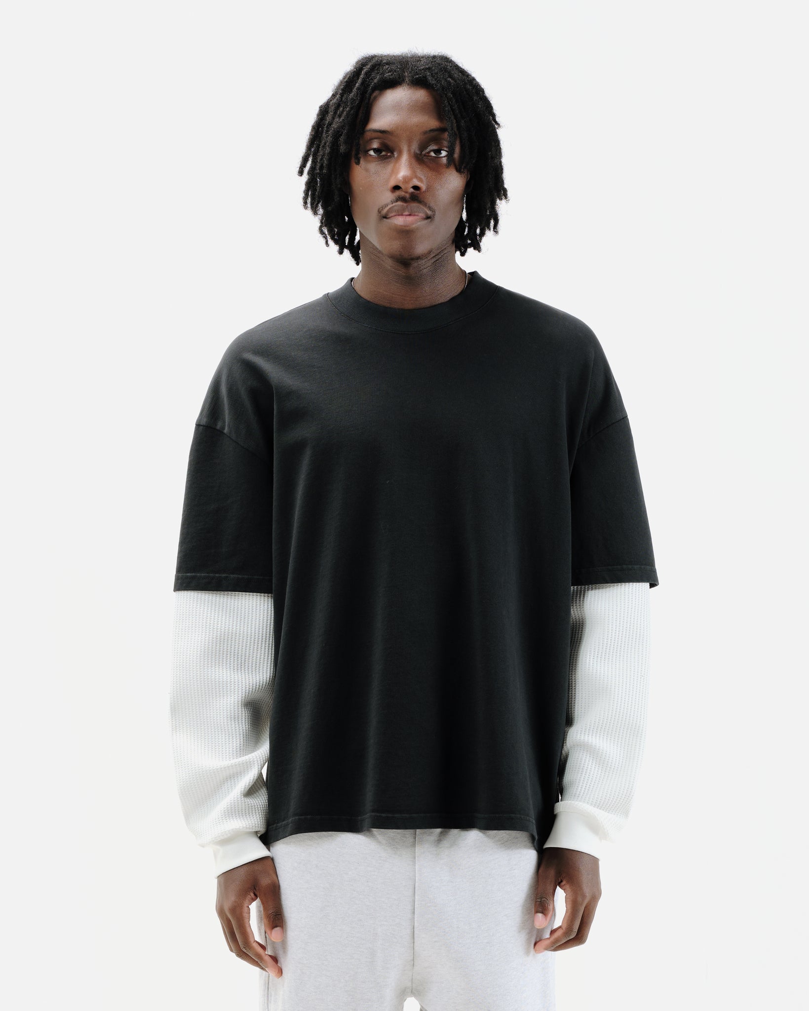 THERMAL LAYERED LONG SLEEVE T-SHIRT - VINTAGE BLACK