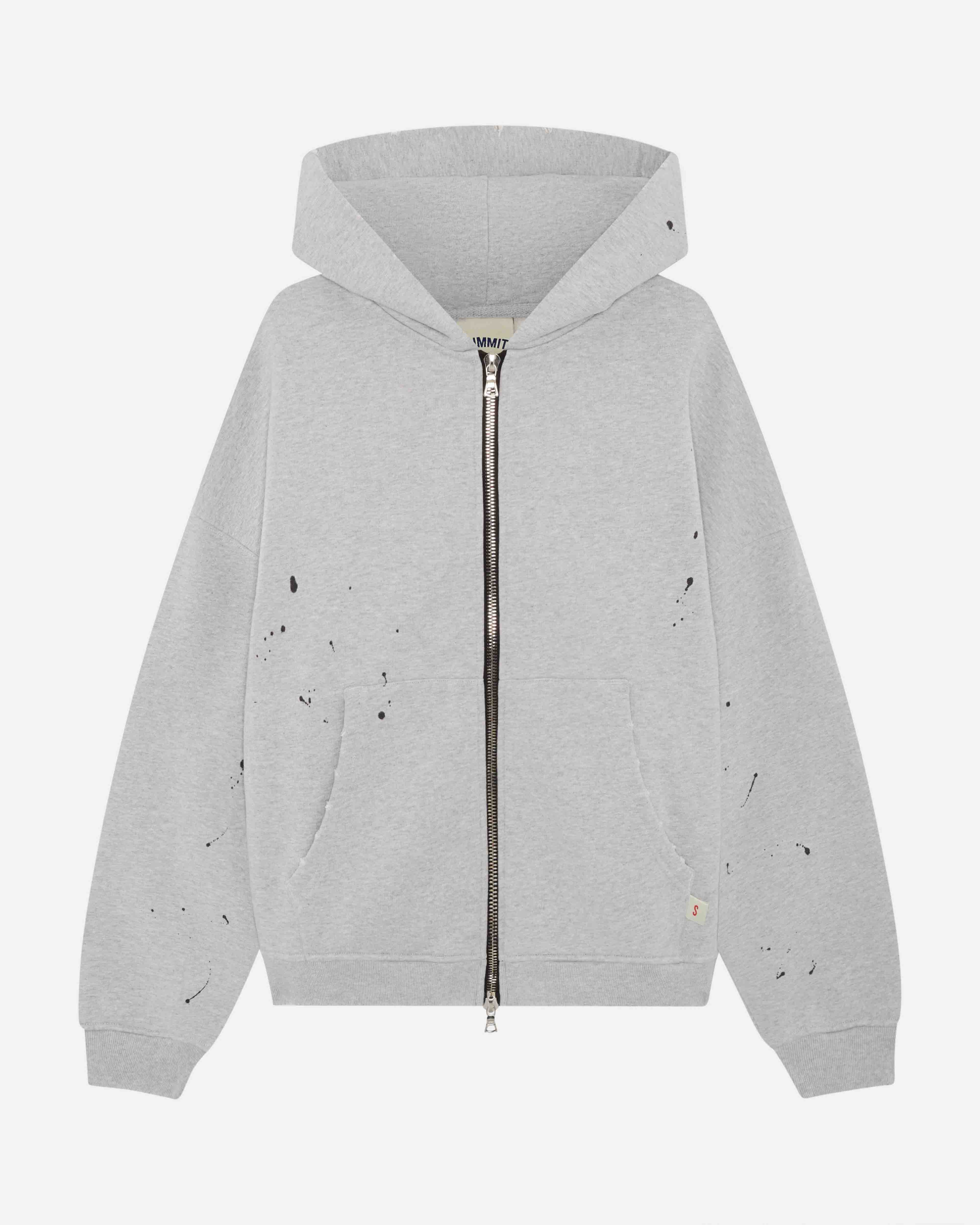 SUN FADE ZIP HOODIE - MARL GREY