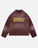 ARC PRINT WAFFLE LONG SLEEVE T-SHIRT - SUN FADE BURGUNDY