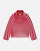 PIQUE LONG SLEEVE POLO - RED STRIPE