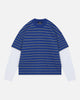 DOUBLE LAYERED LONG SLEEVE T-SHIRT - BLUE STRIPE