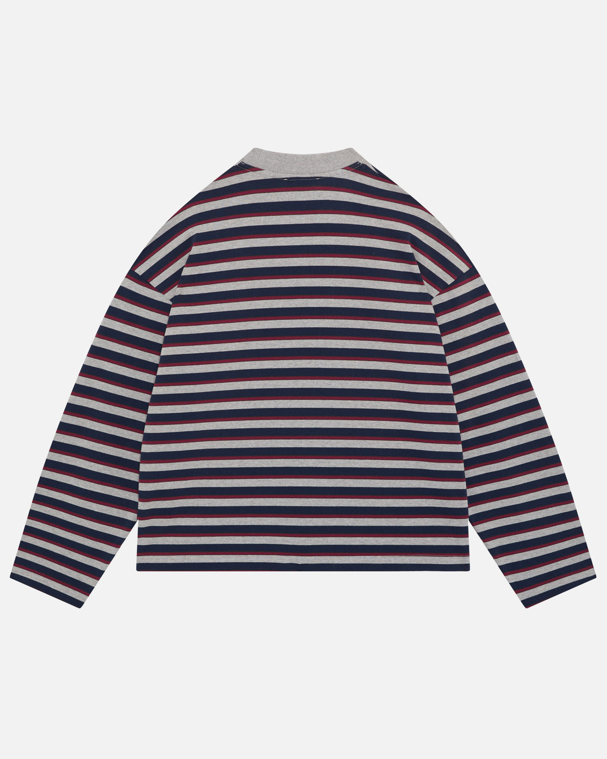 Heavyweight Long Sleeve T-Shirt in Navy/Grey Stripe, view 7